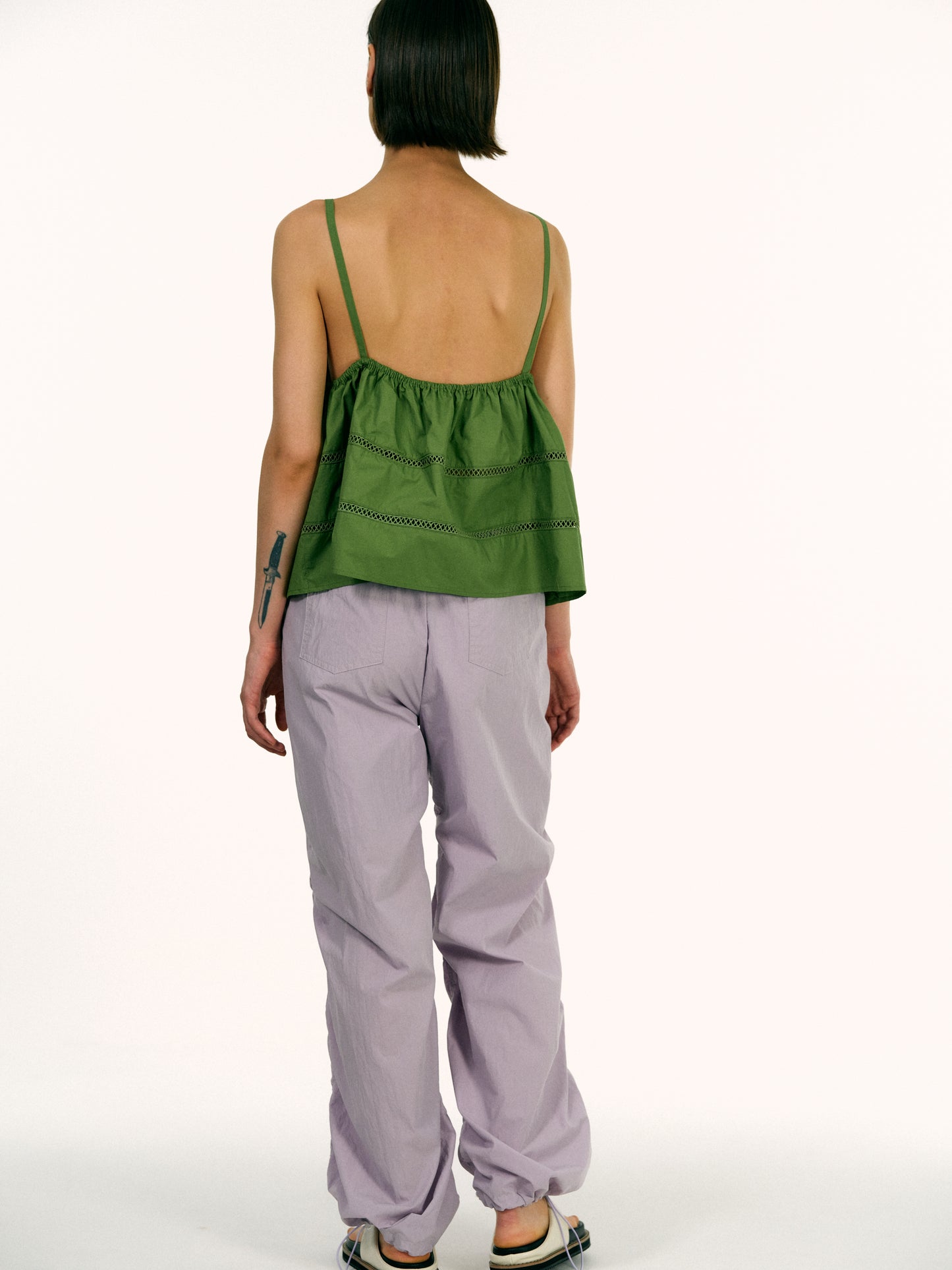 Balloon Open Eyelet Top, Green