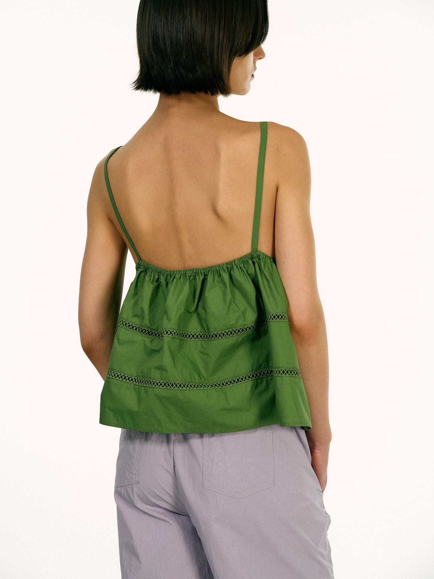 Balloon Open Eyelet Top, Green