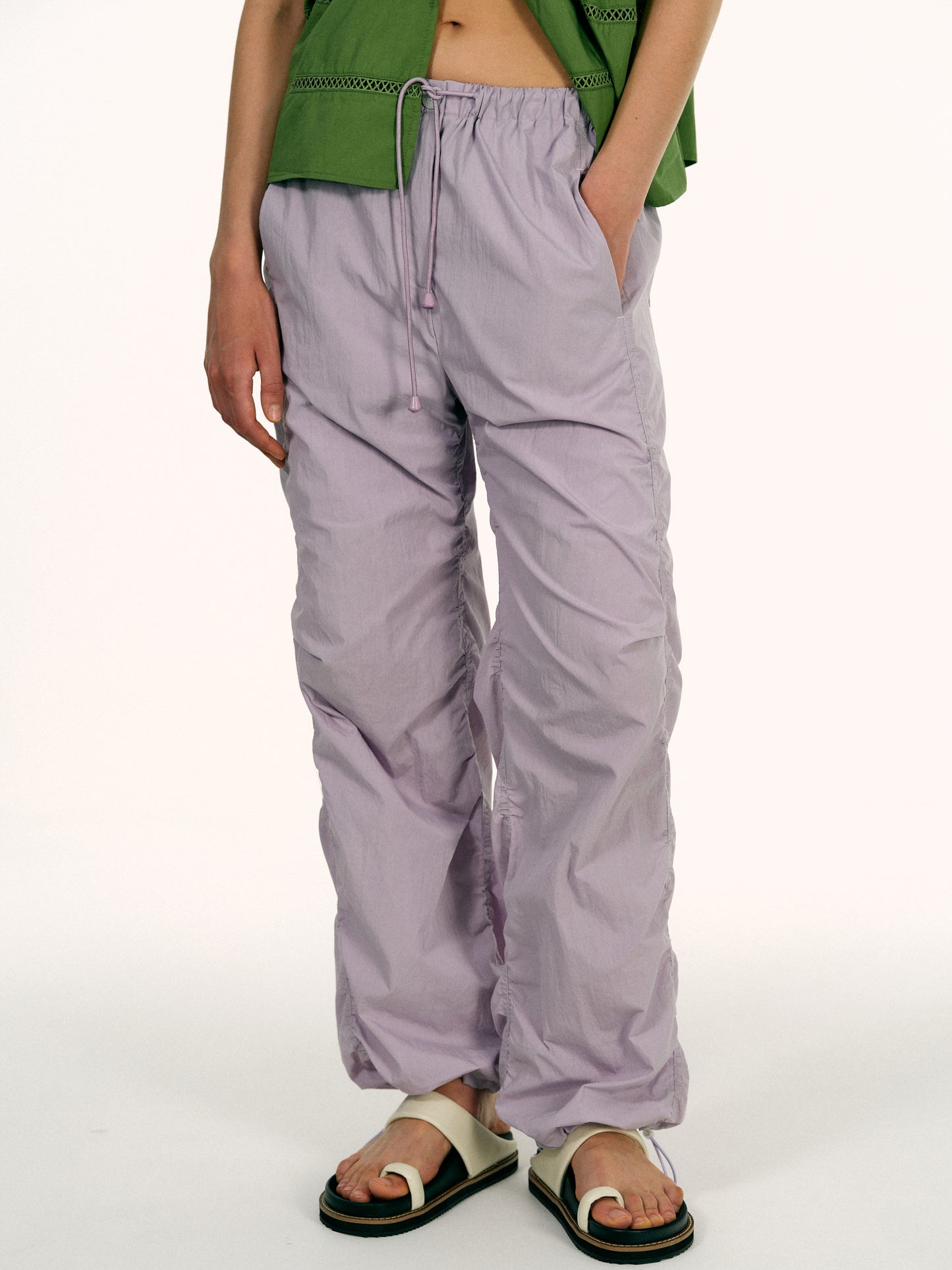 Gathered Track Pants, Lavender
