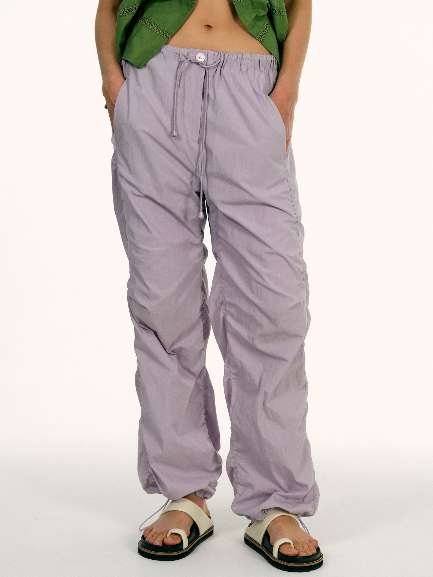 Gathered Track Pants, Lavender