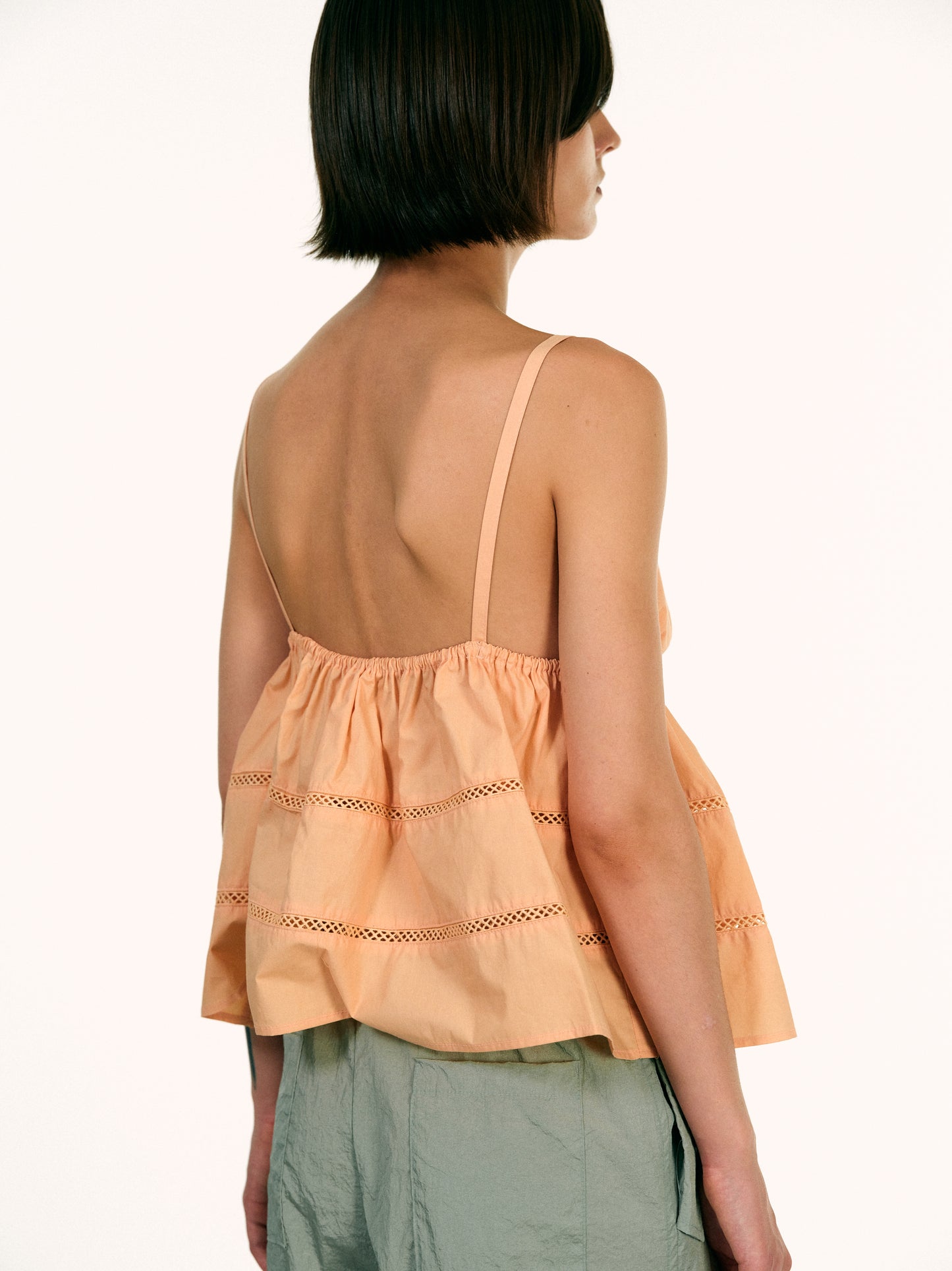 Balloon Open Eyelet Top, Coral