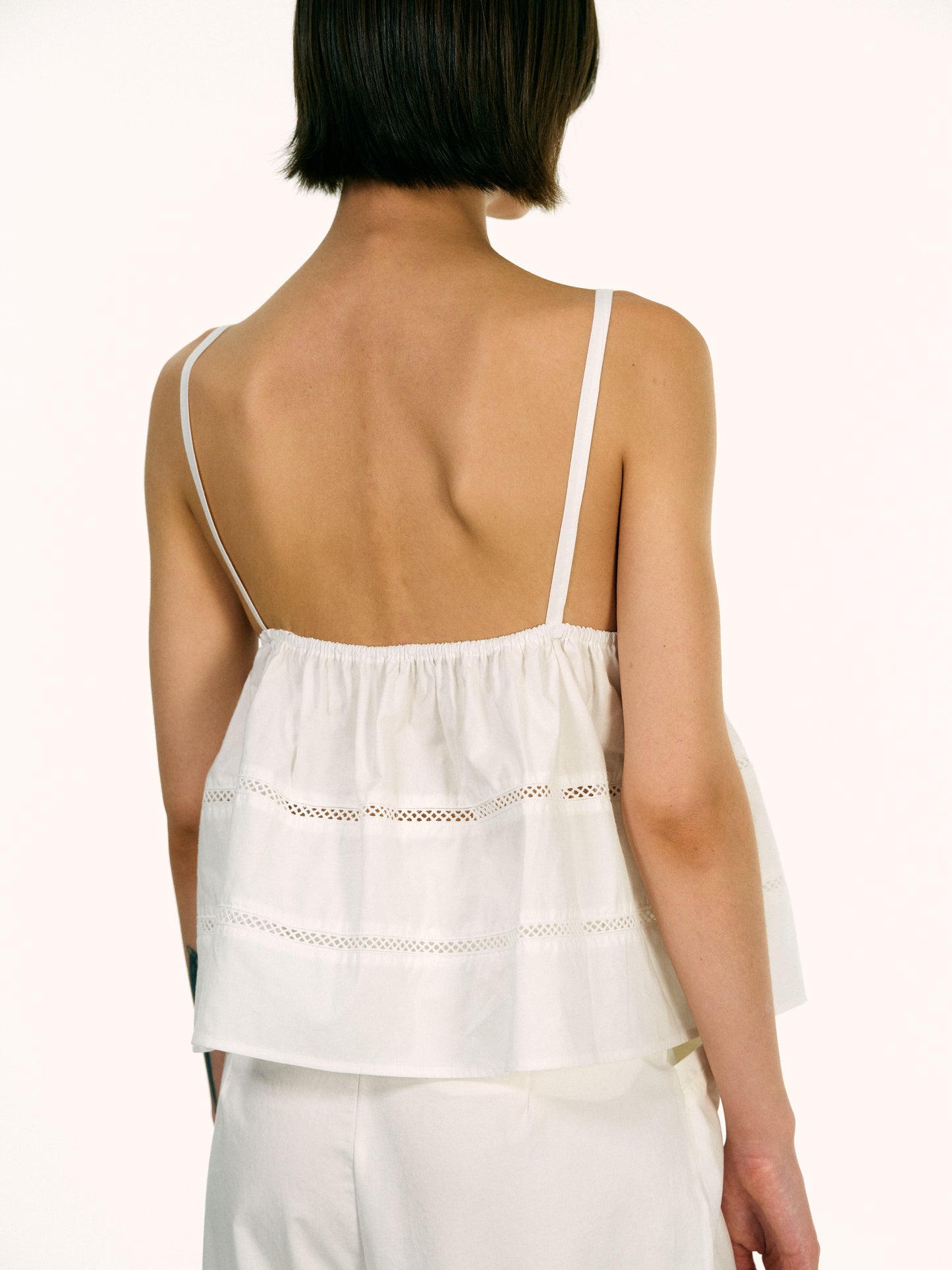 Balloon Open Eyelet Top, White