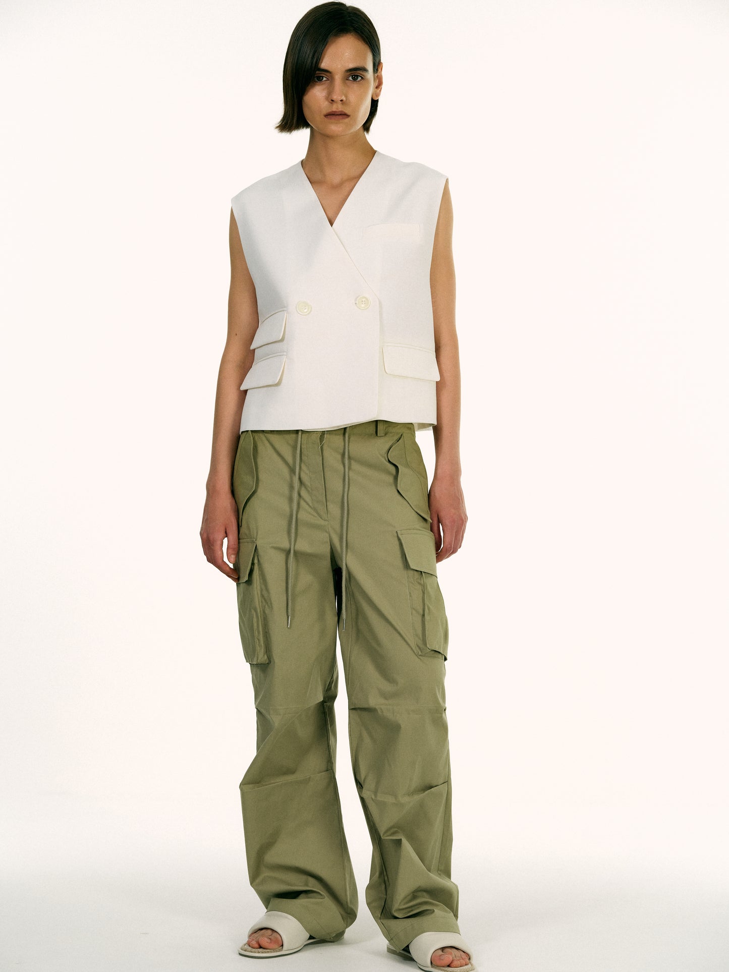 Boxy Pocket Vest, White