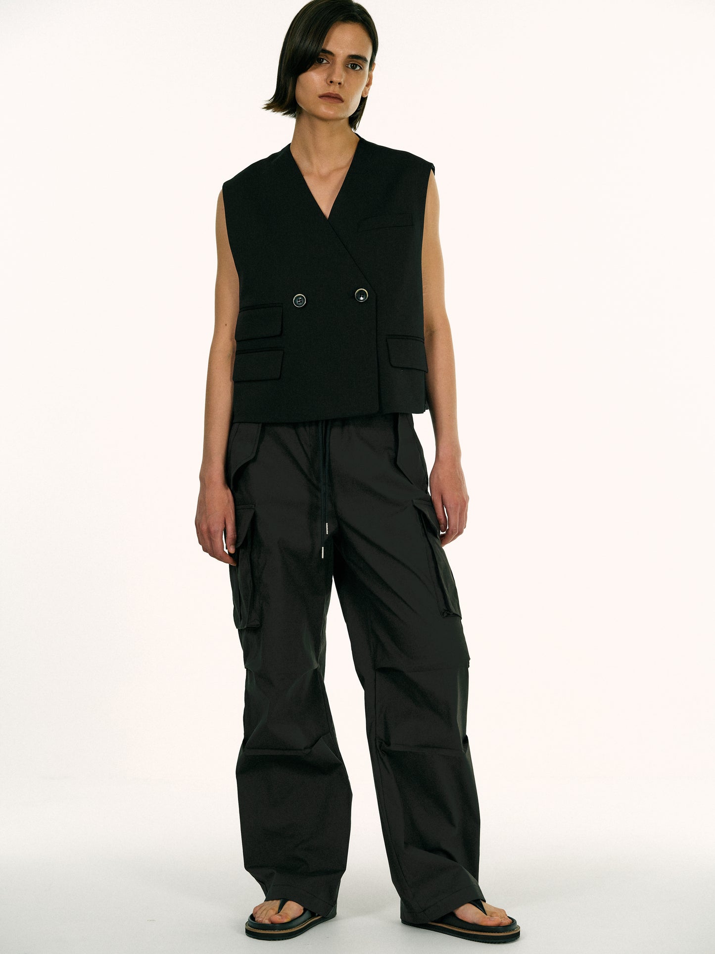 Boxy Pocket Vest, Black