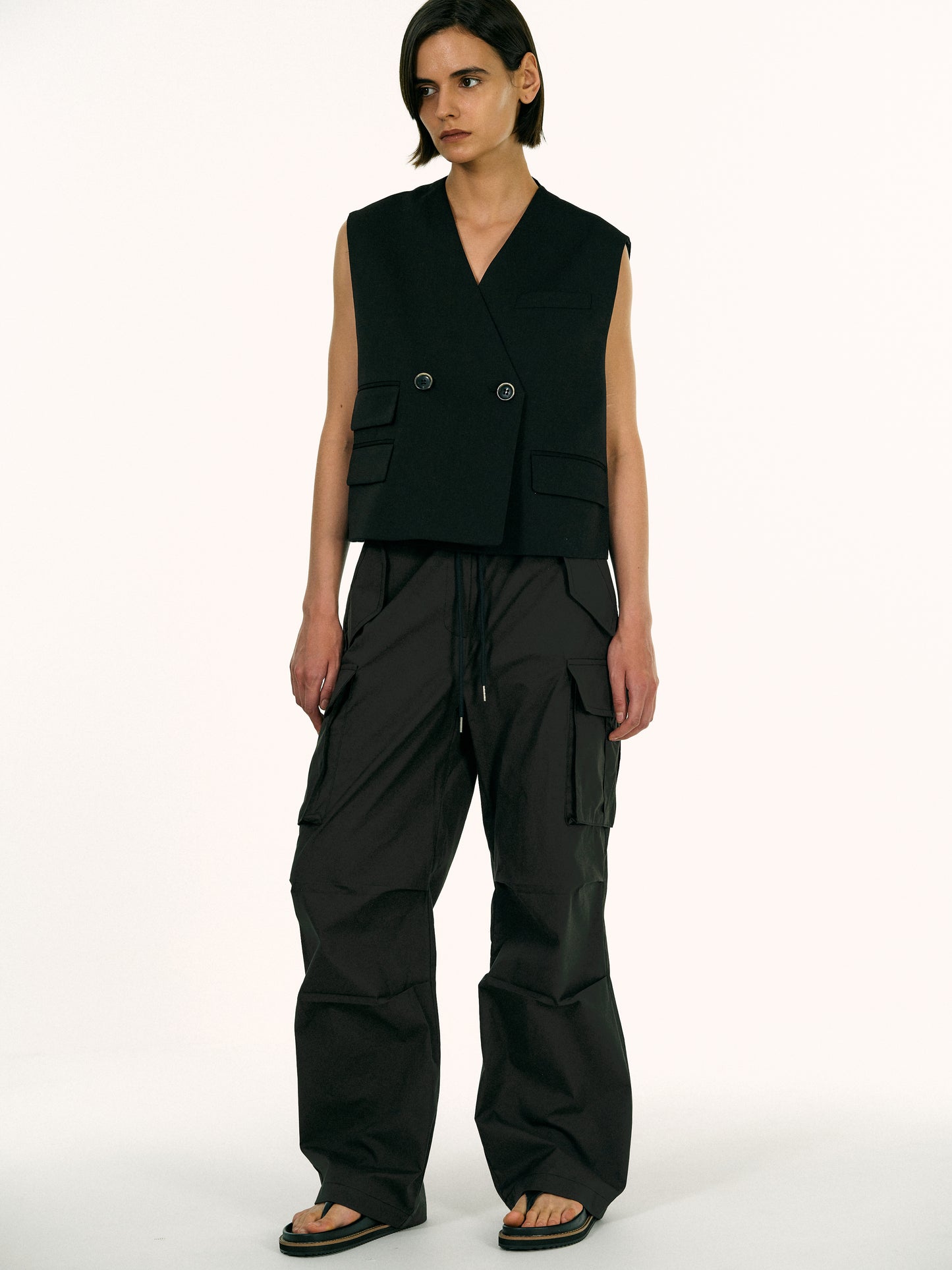 Boxy Pocket Vest, Black