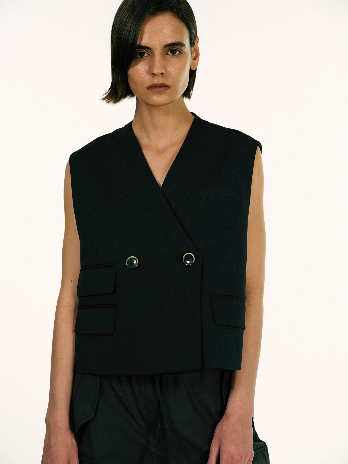 Boxy Pocket Vest, Black