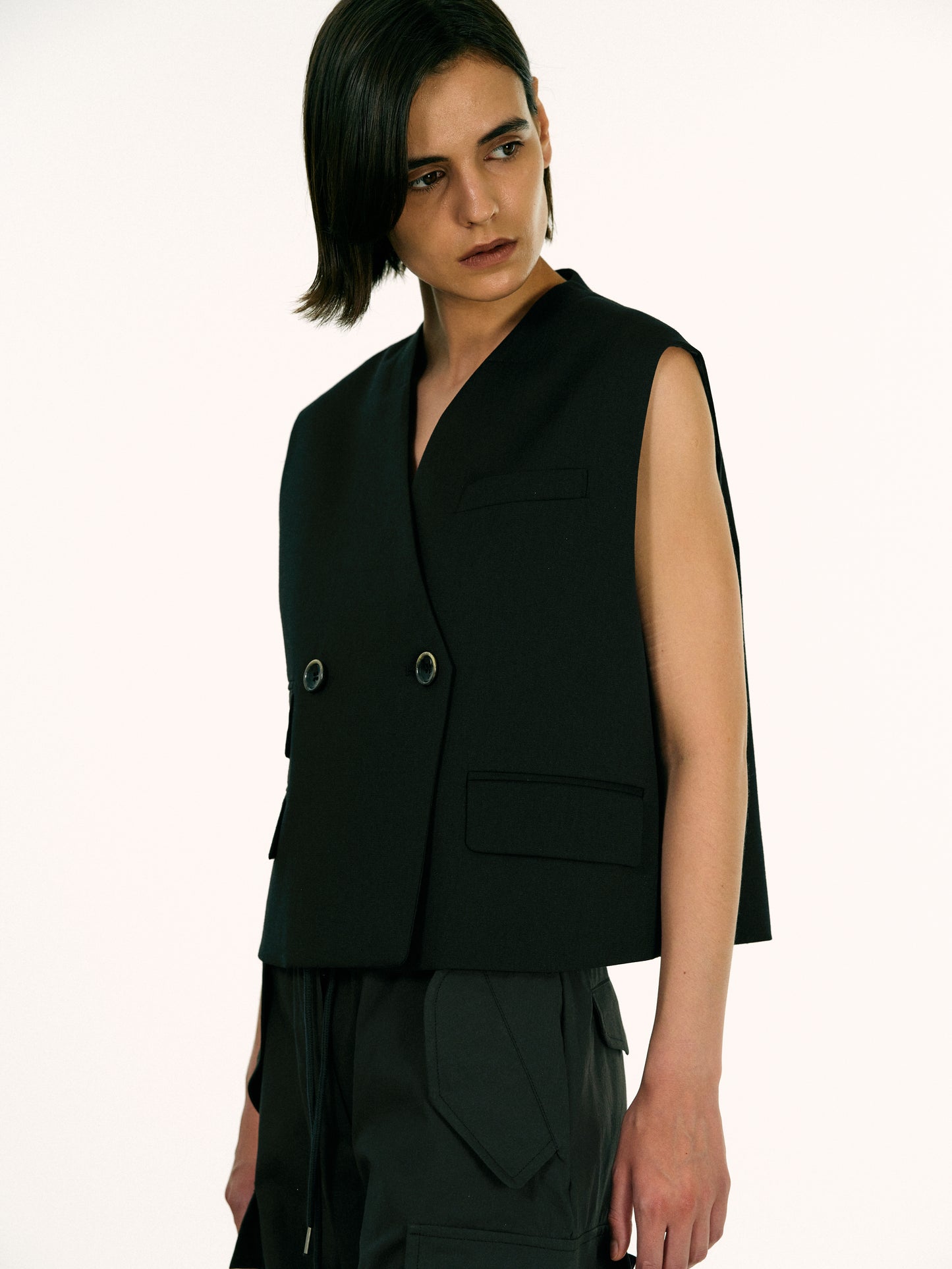 Boxy Pocket Vest, Black