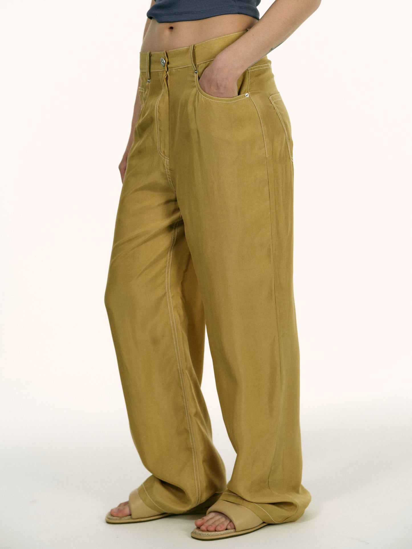 Recycled Cupra Trousers, Muted Butternut