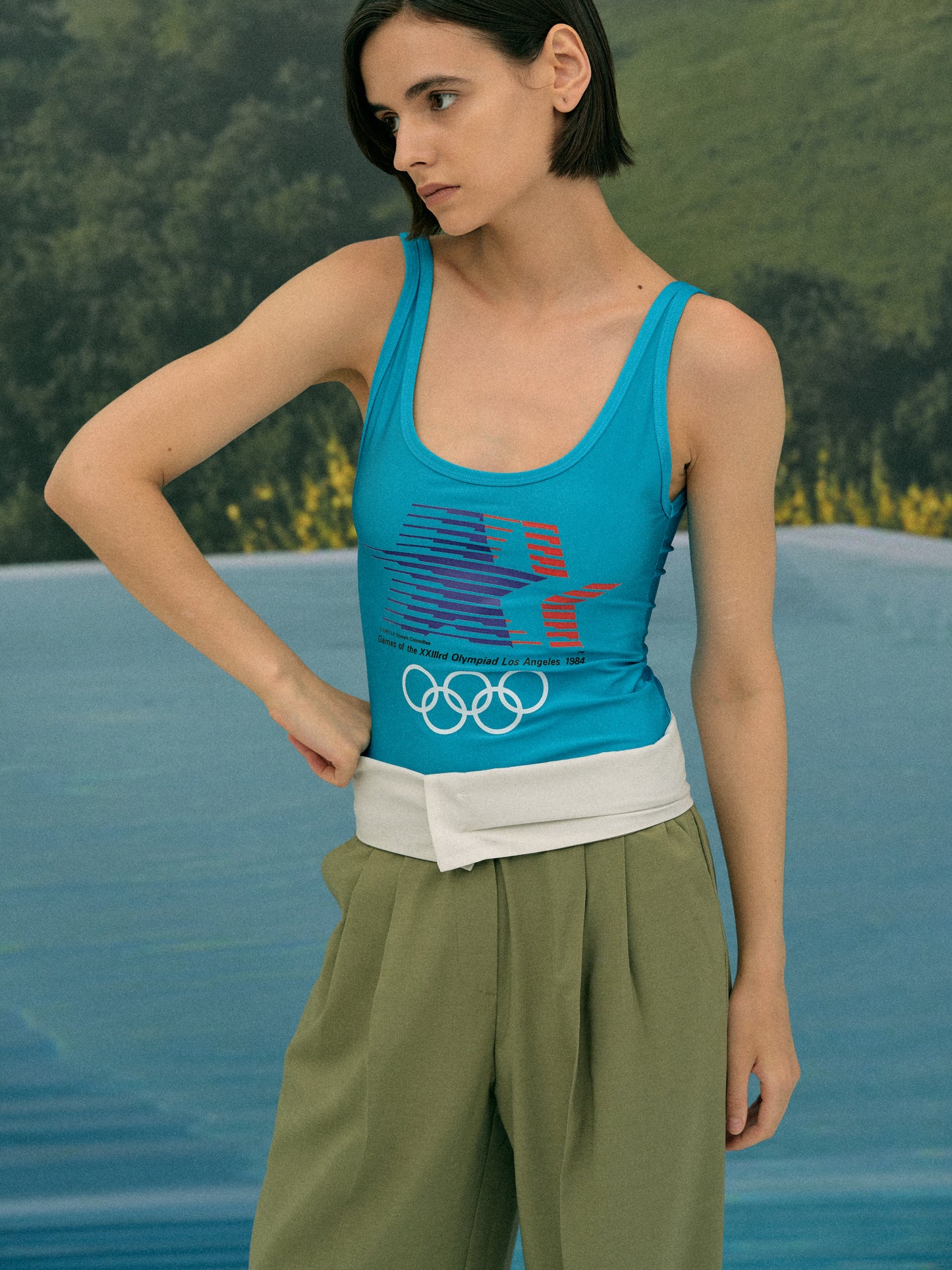Olympics Graphic Singlet, Cyan Sheen