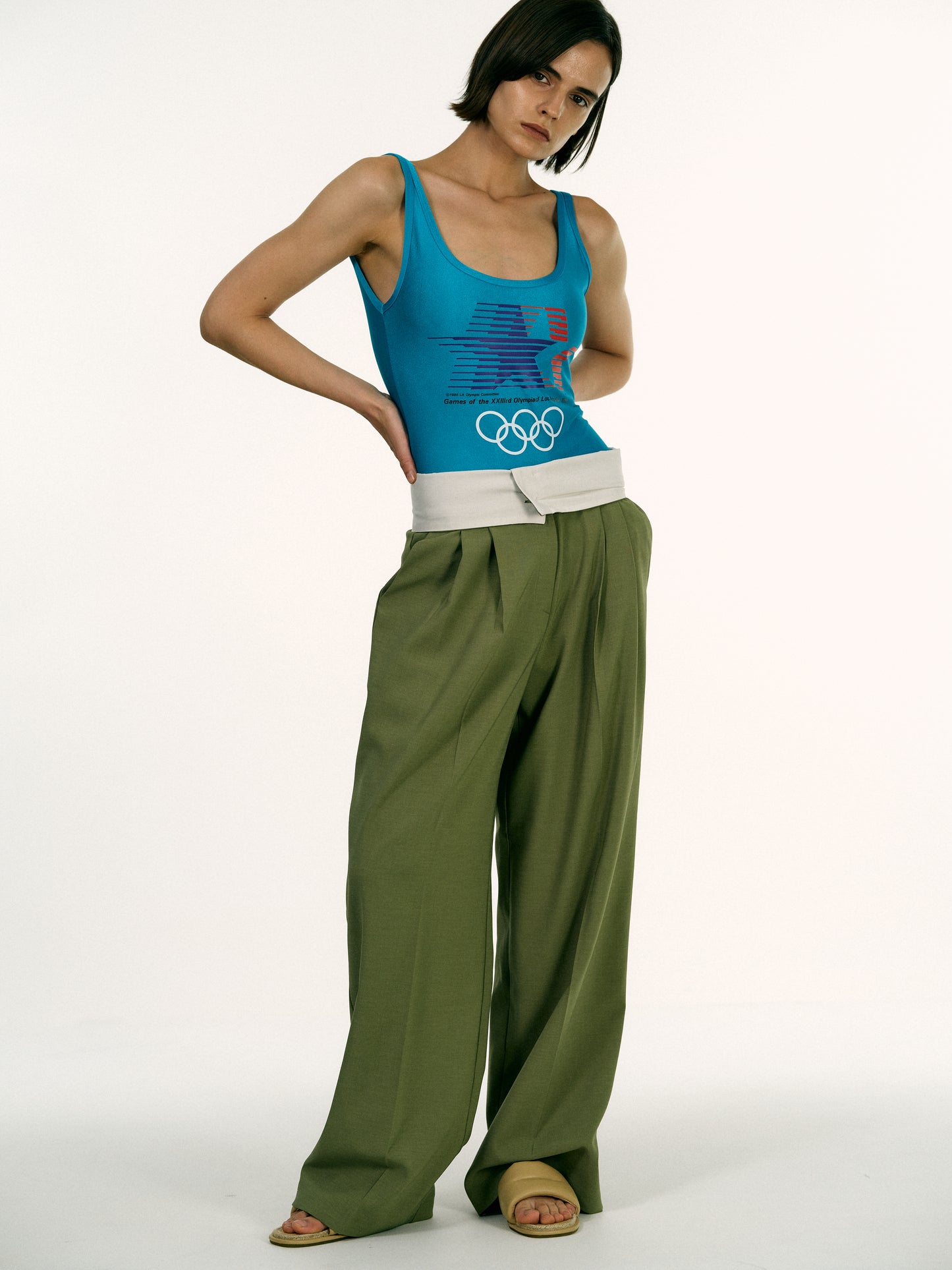Olympics Graphic Singlet, Cyan Sheen