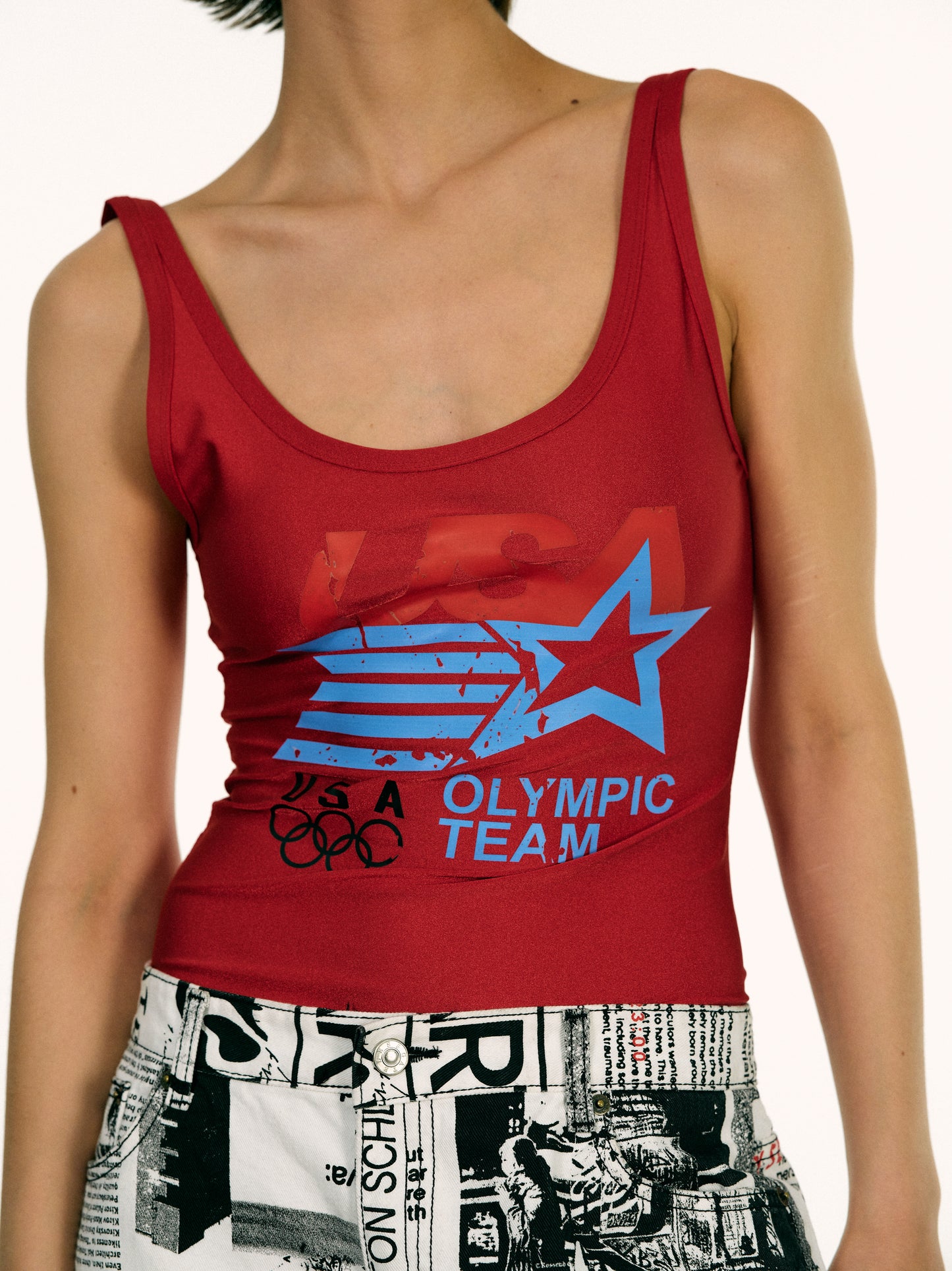 Olympics Graphic Singlet, Red Sheen