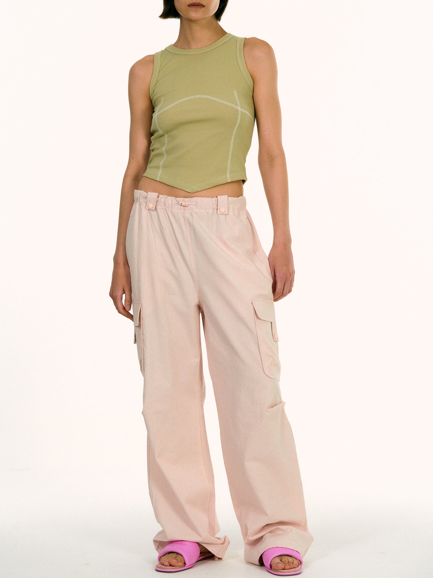 Reverse Stitch Tank, Khaki