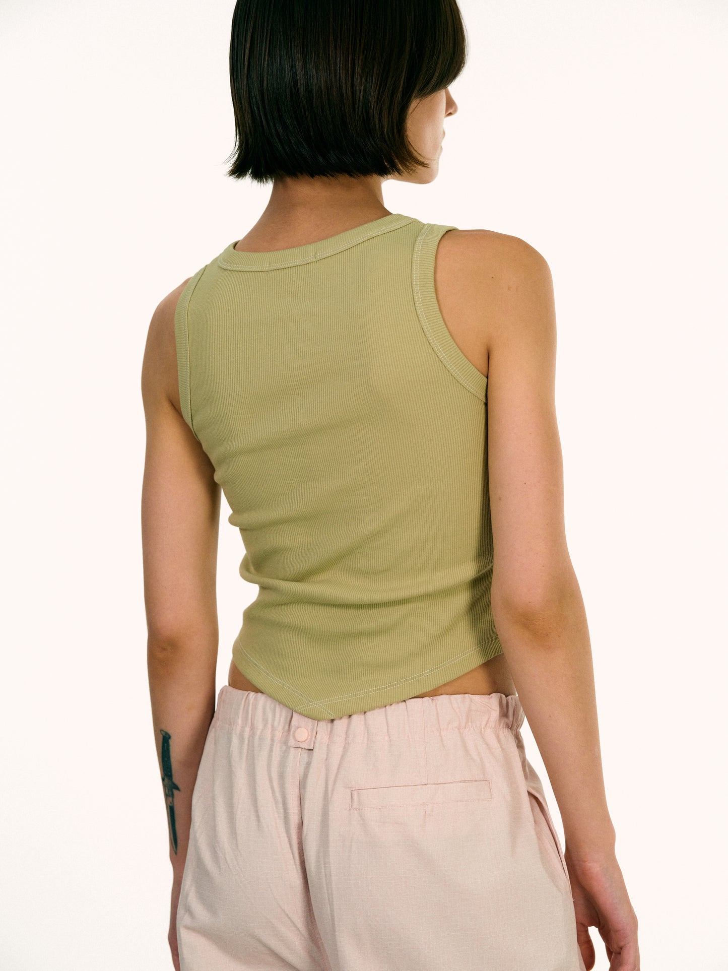 Reverse Stitch Tank, Khaki
