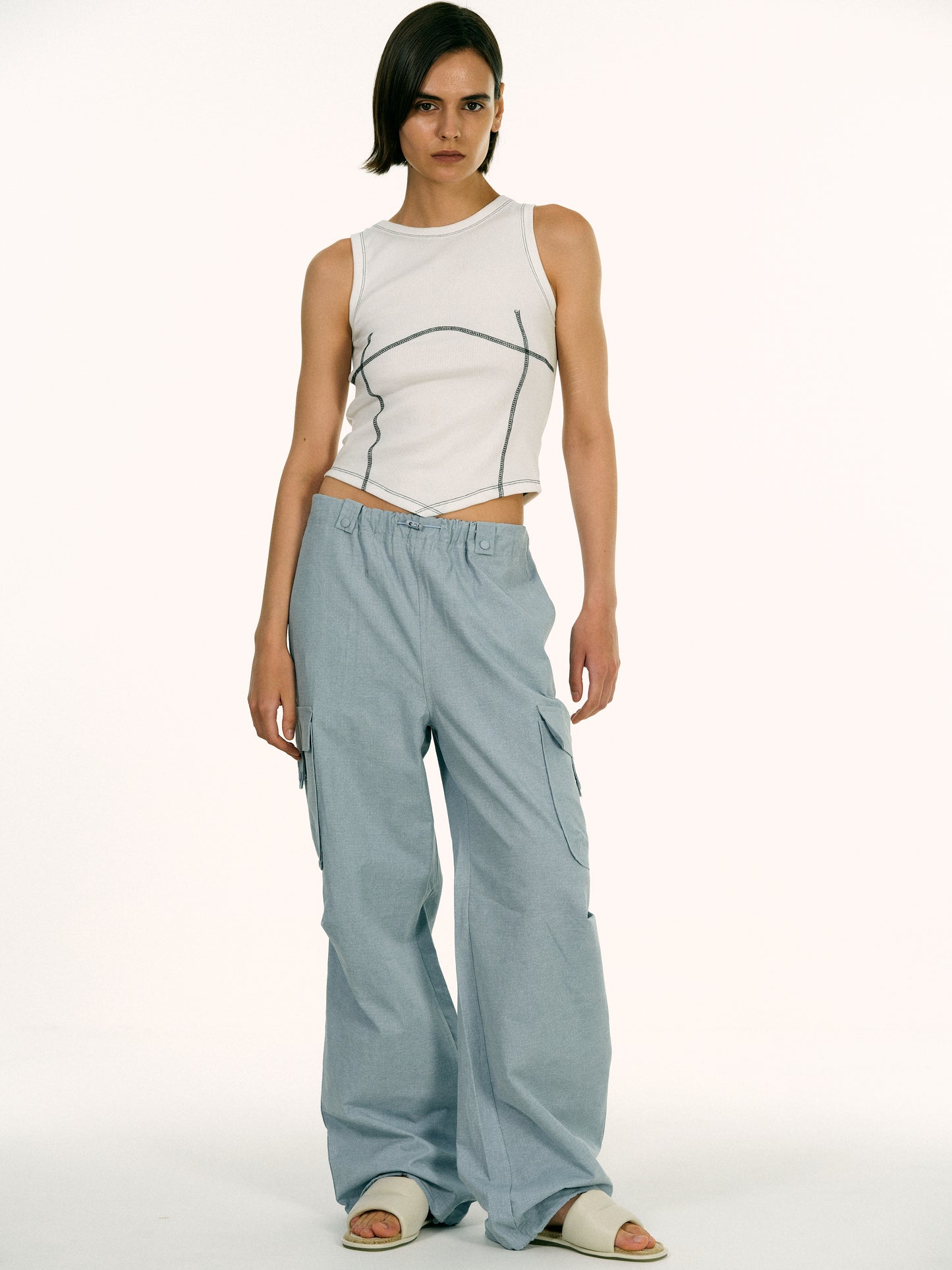Toggle Parachute Pants, Dusty Blue