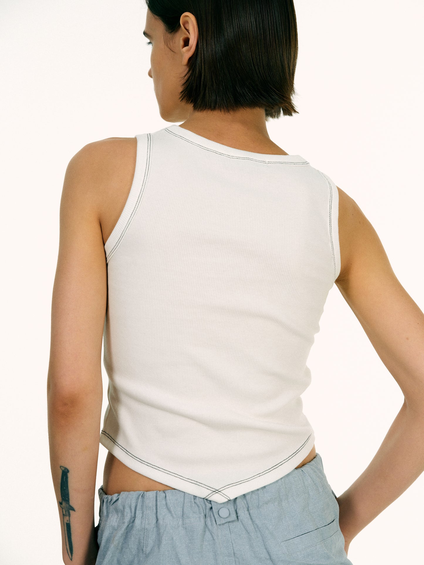 Reverse Stitch Tank, White