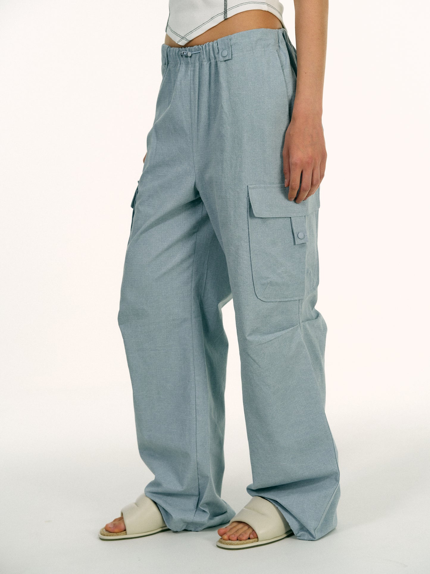 Toggle Parachute Pants, Dusty Blue