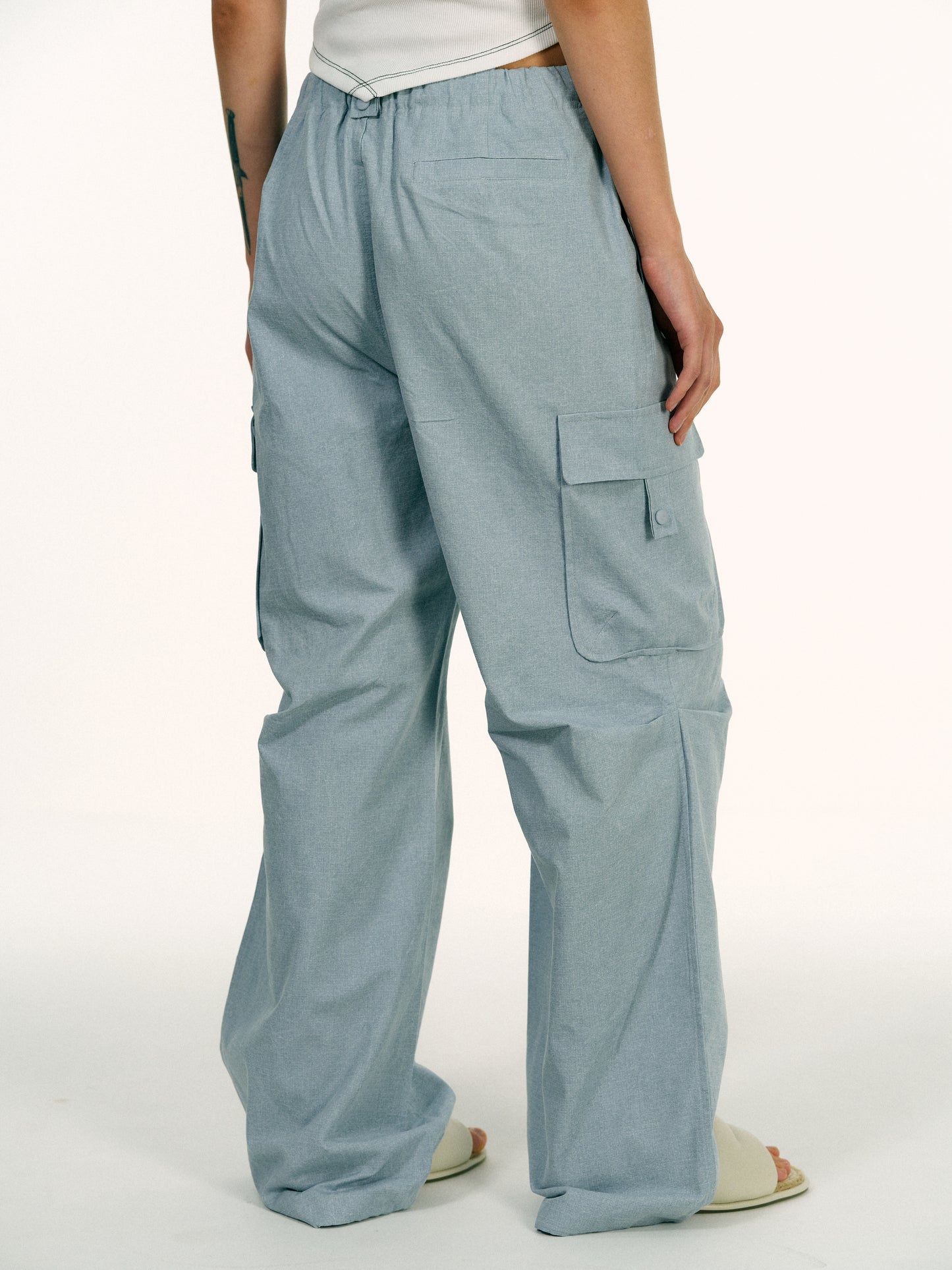 Toggle Parachute Pants, Dusty Blue