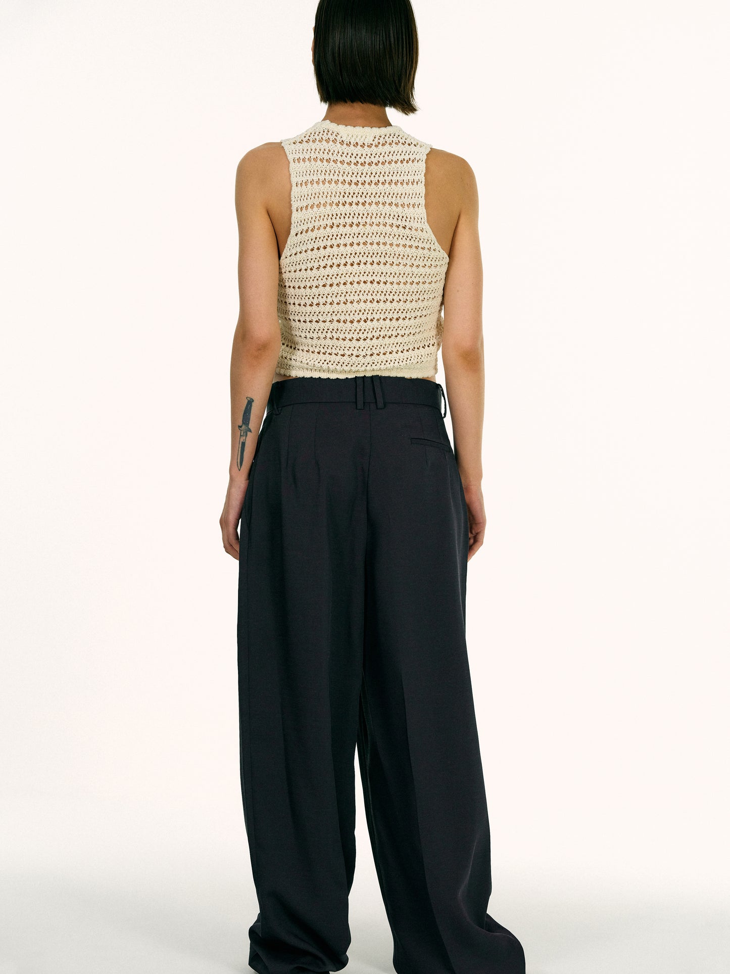 Open Crochet Crop Top, Toast