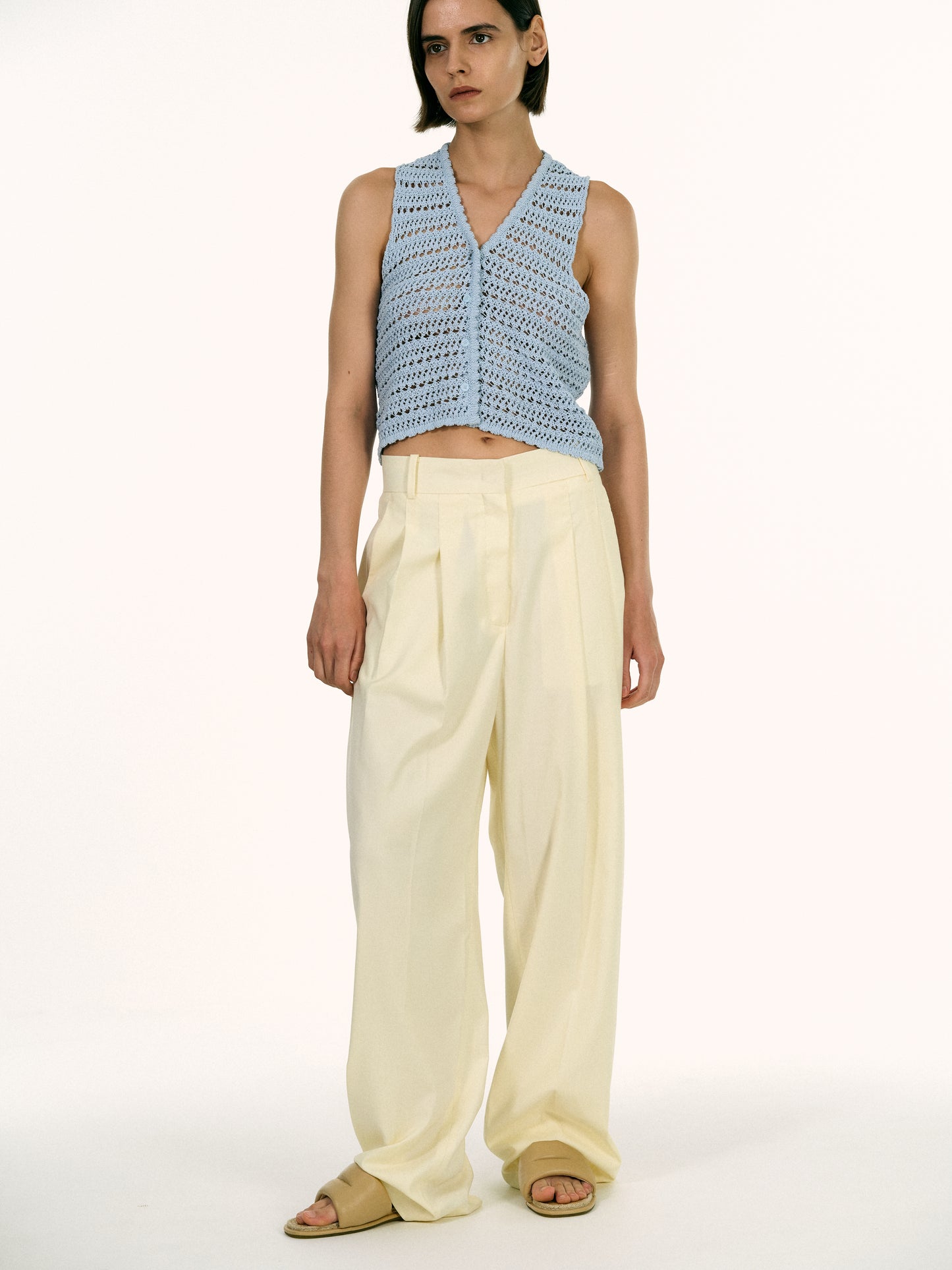 Open Crochet Crop Top, Lagoon