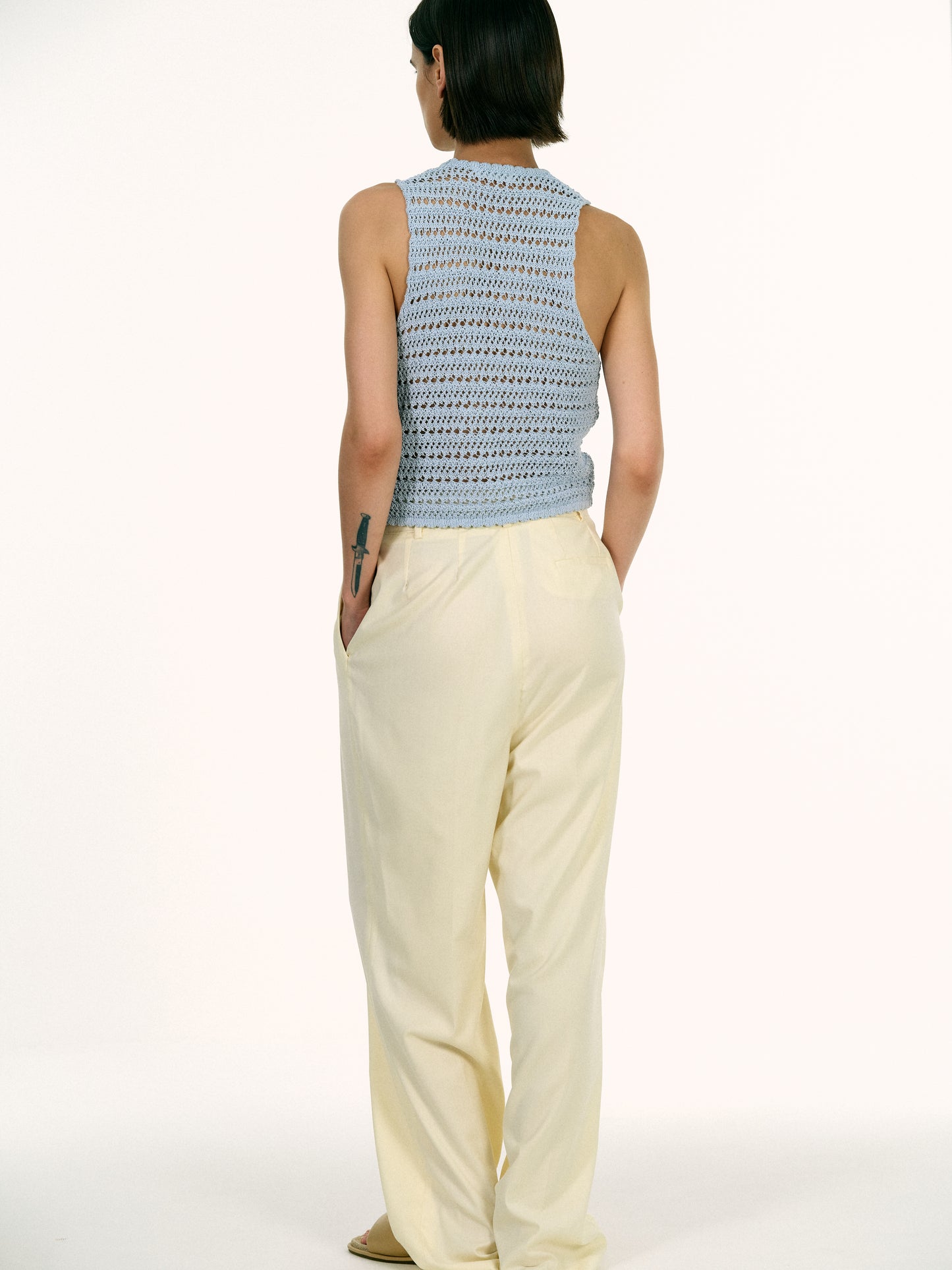 Open Crochet Crop Top, Lagoon