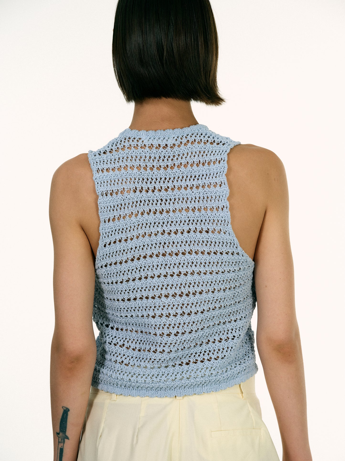 Open Crochet Crop Top, Lagoon