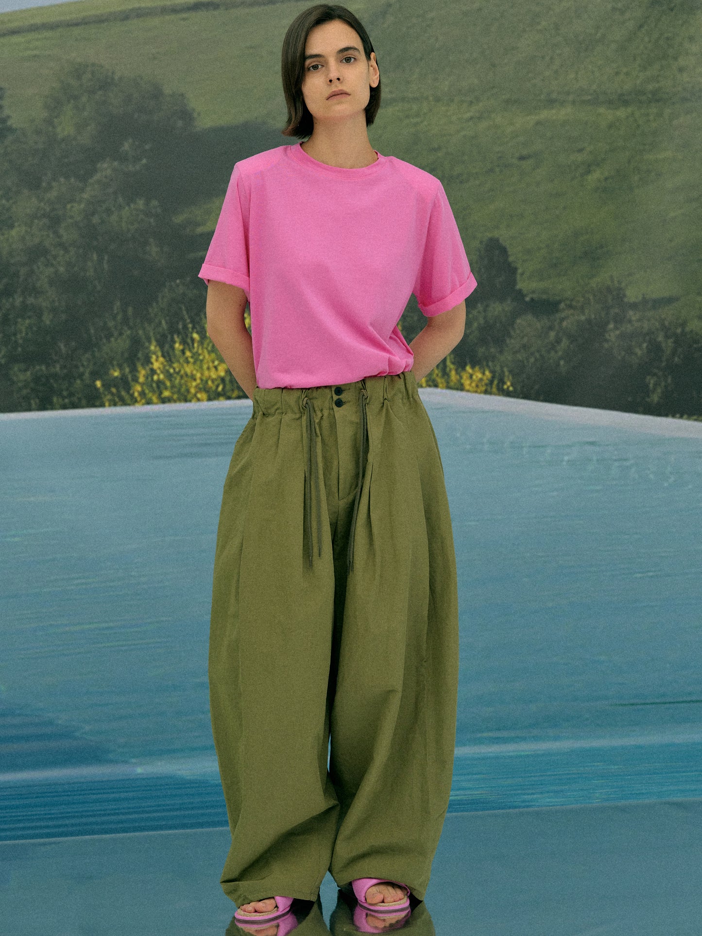 Wide Balloon Pants, Chive