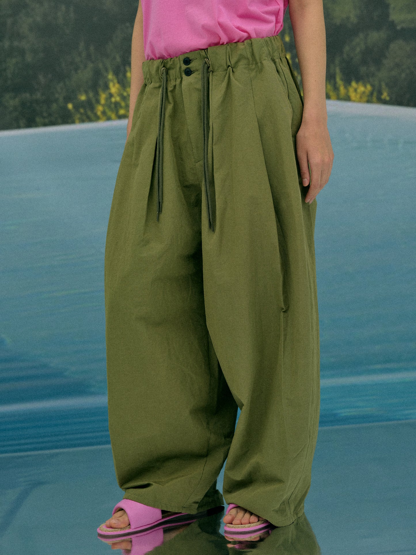 Wide Balloon Pants, Chive