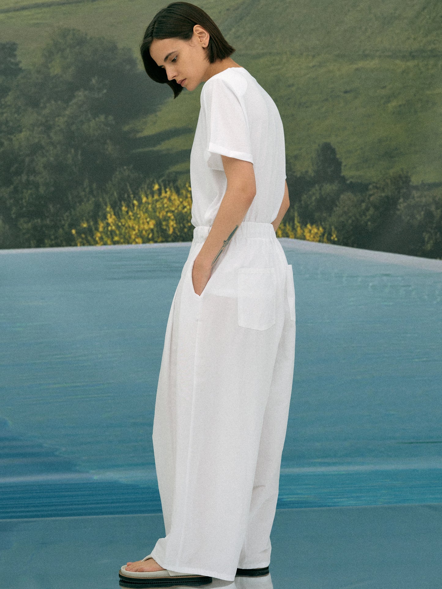 Padded Shoulder Tee, Optic White