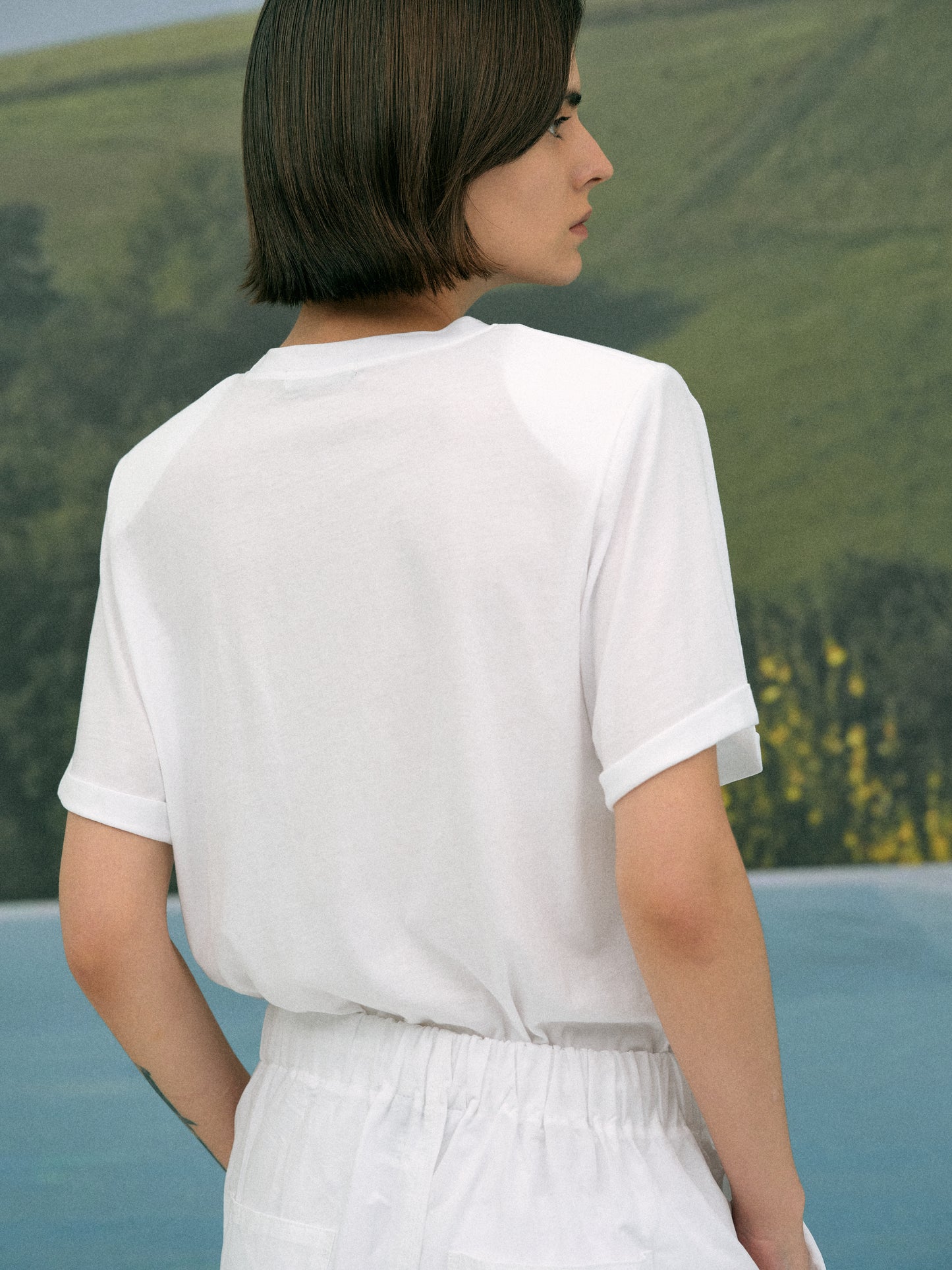 Padded Shoulder Tee, Optic White