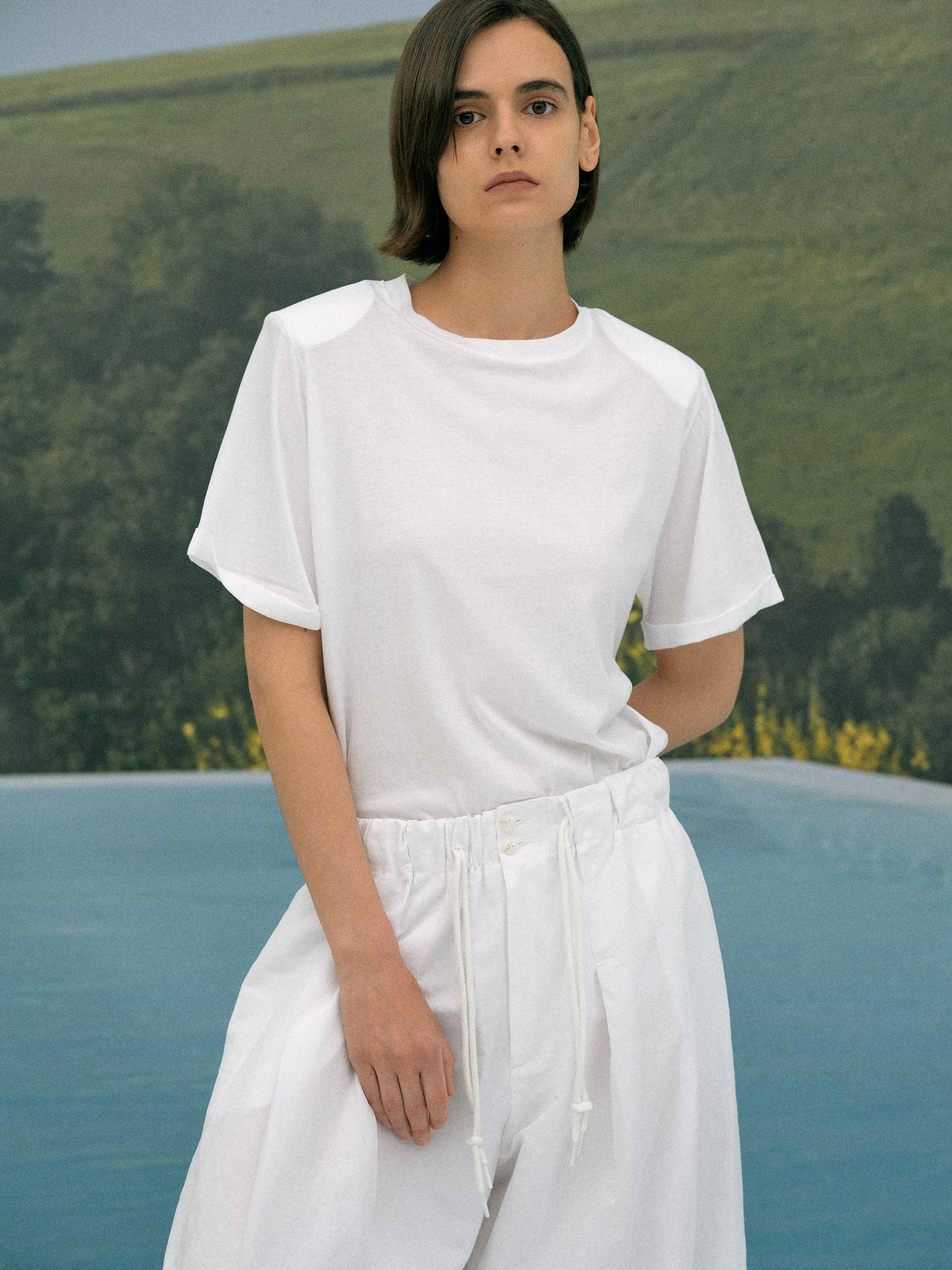 Padded Shoulder Tee, Optic White