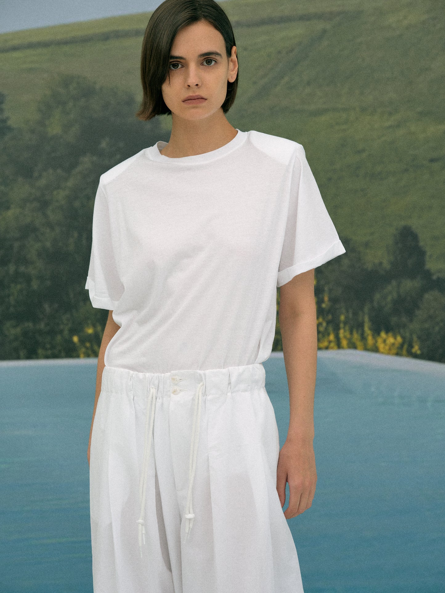 Padded Shoulder Tee, Optic White