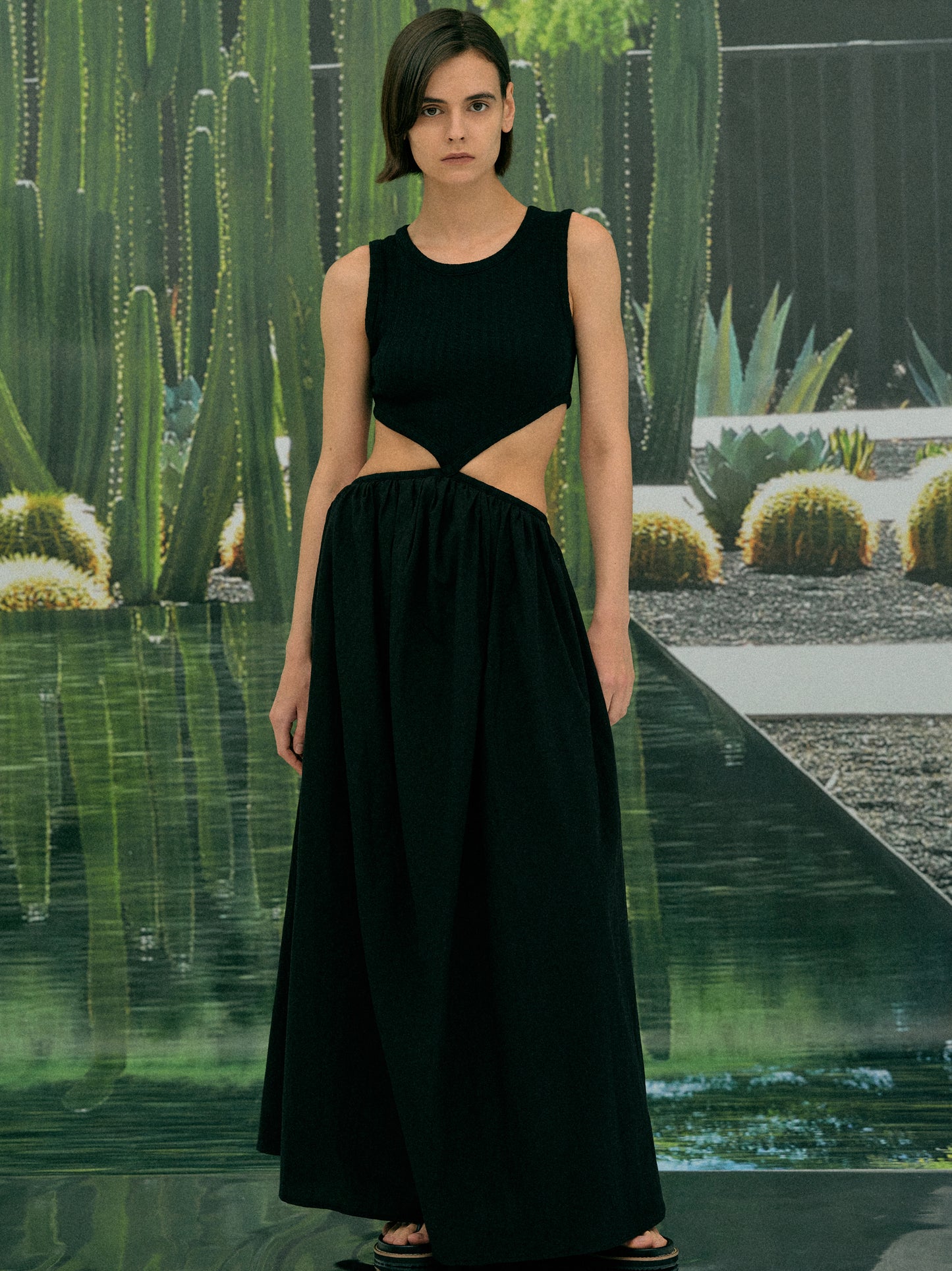 Teardrop Cotton Dress, Black