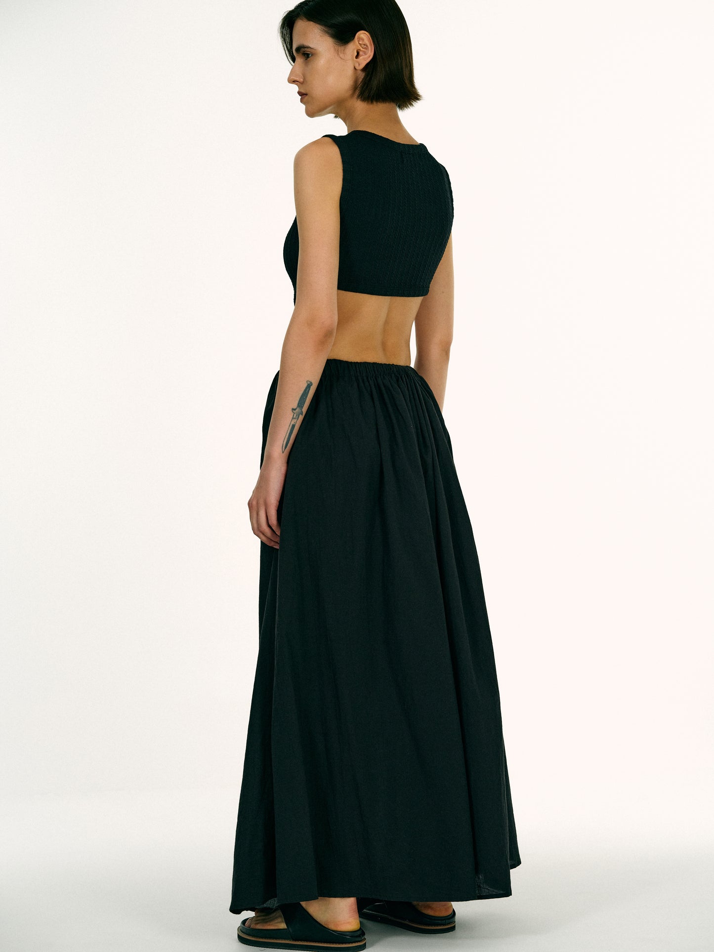 Teardrop Cotton Dress, Black