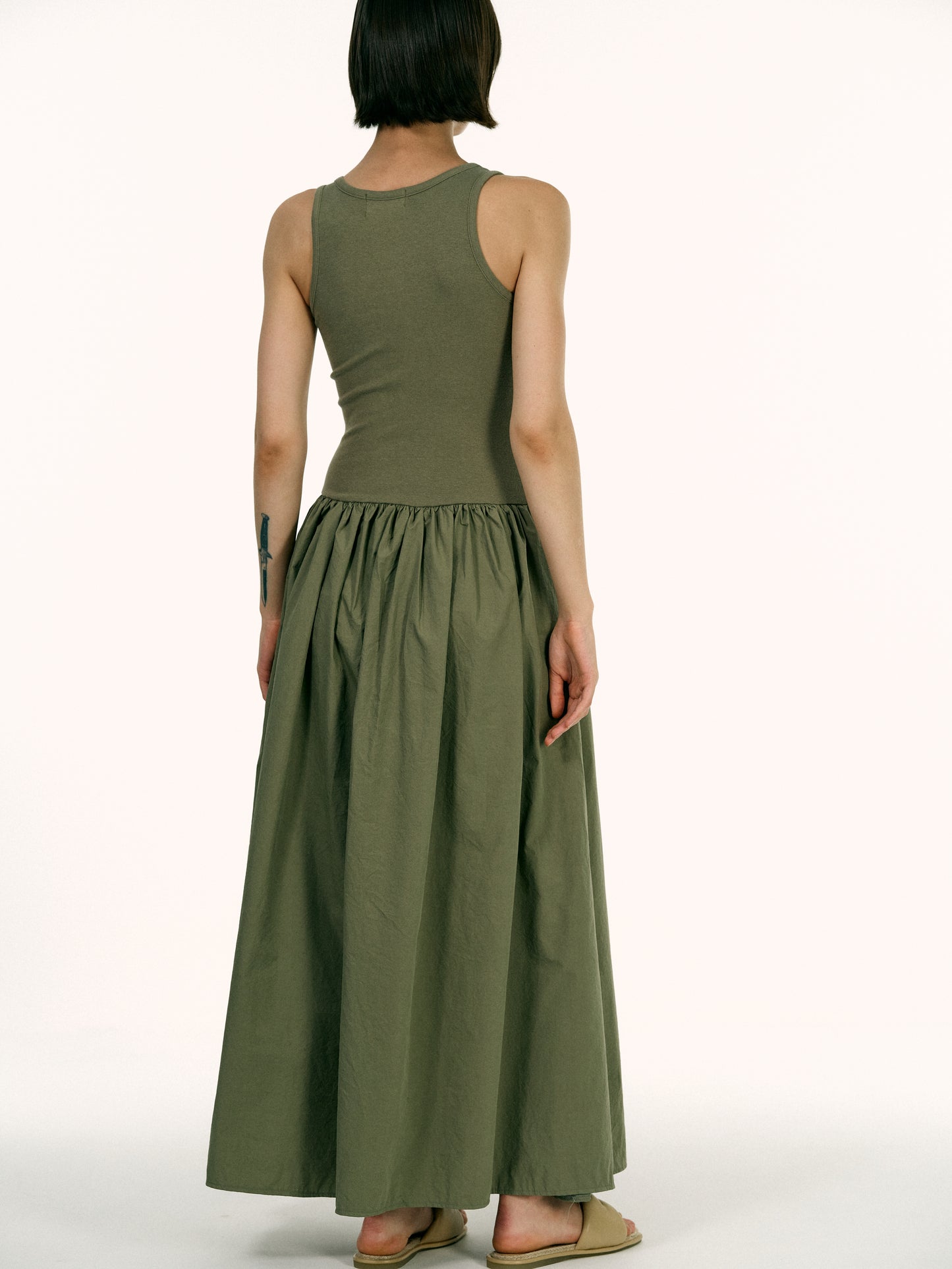 Cotton Tank Dress, Olive