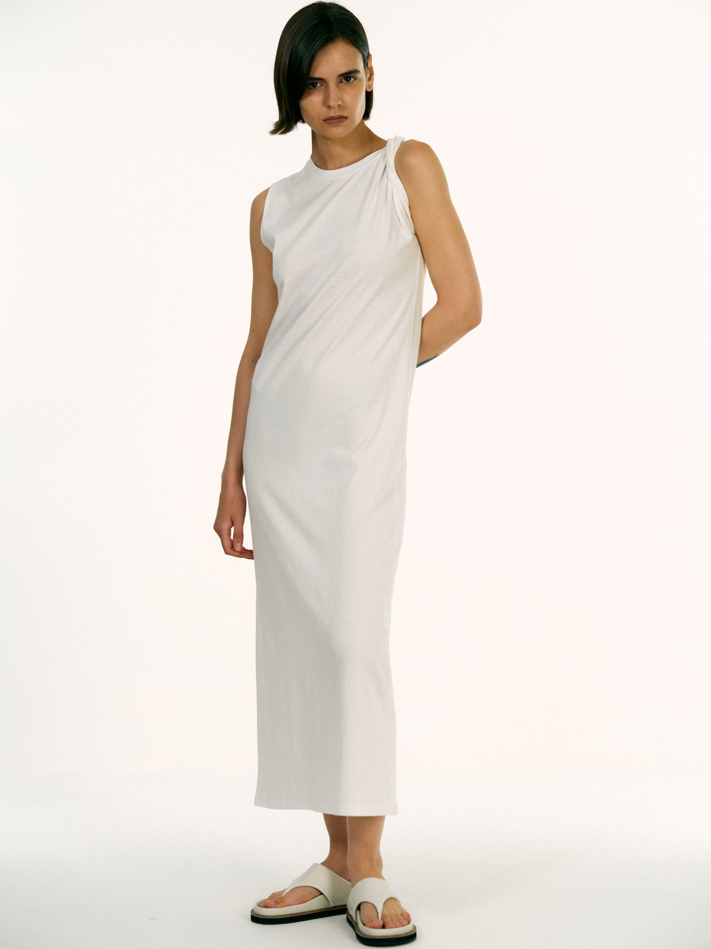 Twist Muscle Dress, White