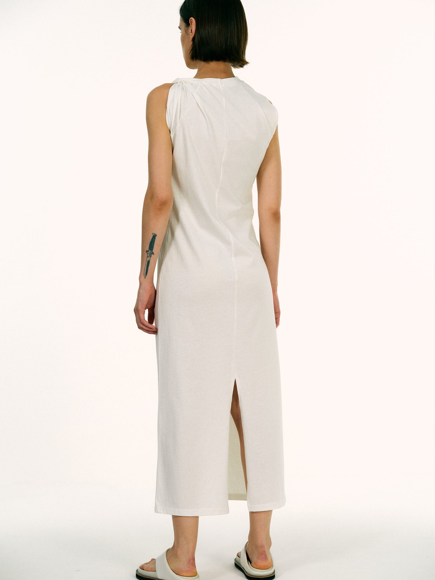 Twist Muscle Dress, White