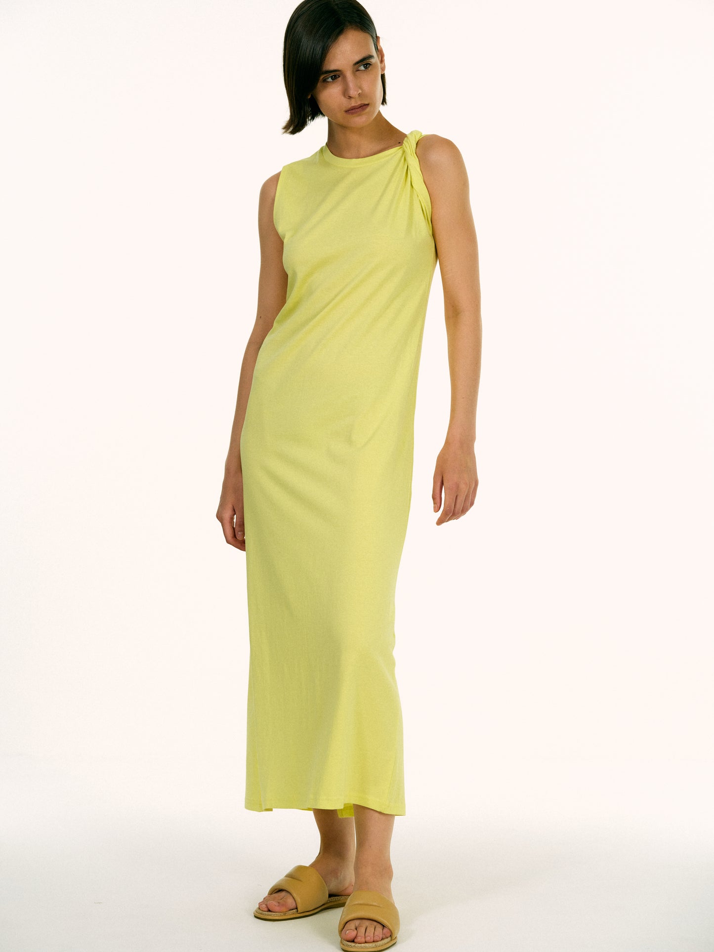 Twist Muscle Dress, Yellow
