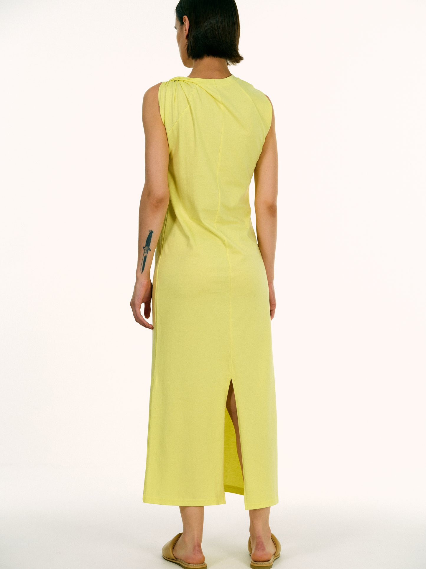 Twist Muscle Dress, Yellow