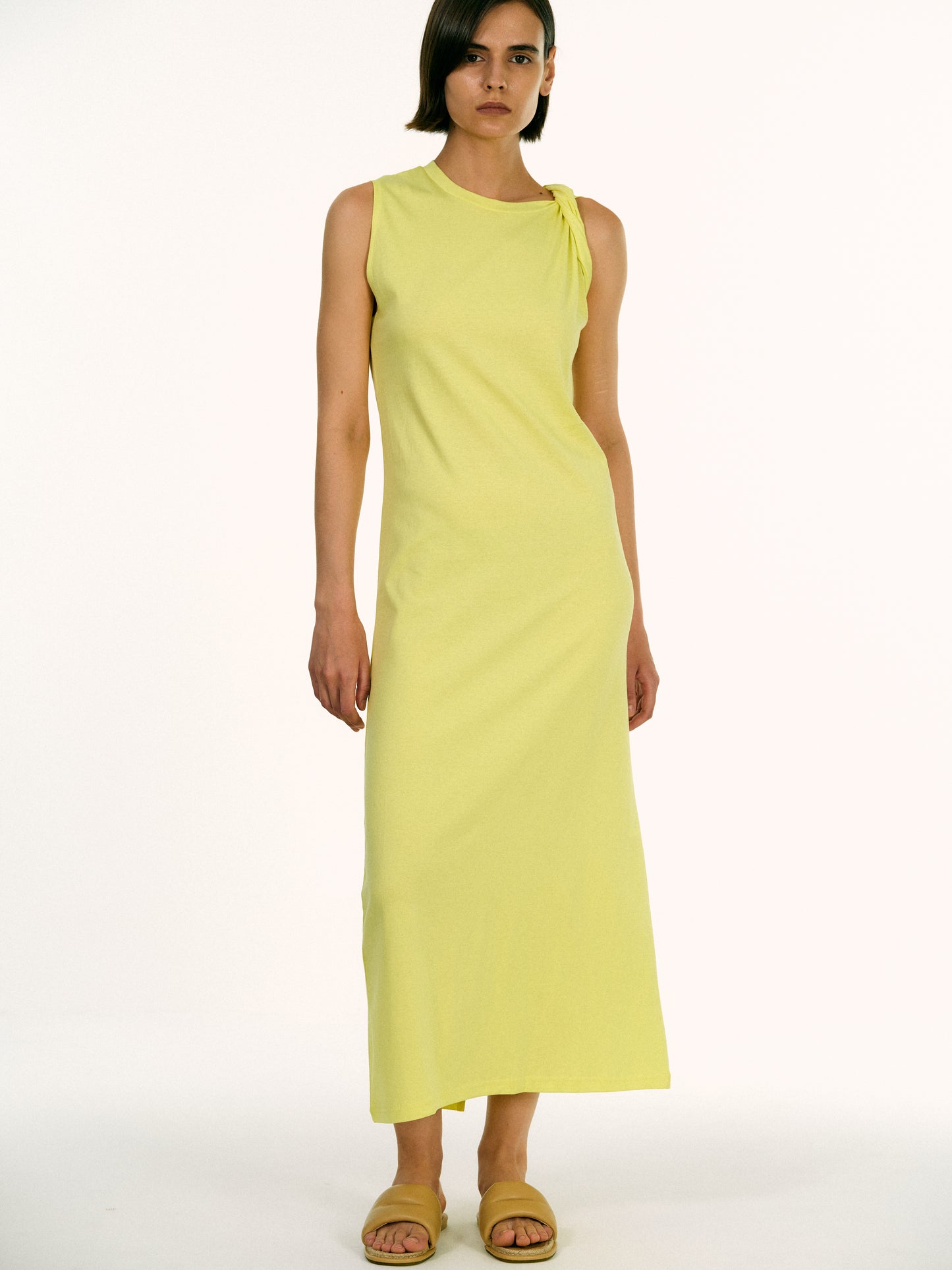 Twist Muscle Dress, Yellow