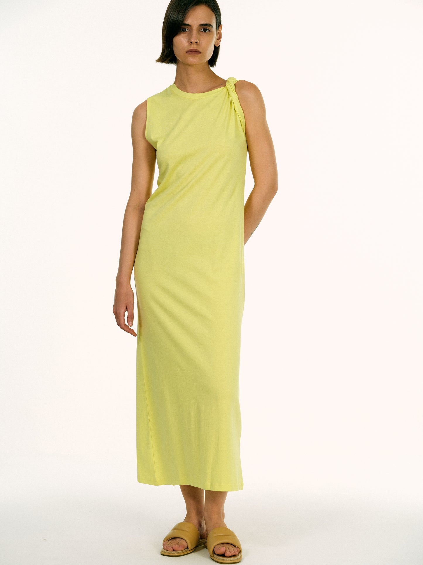 Twist Muscle Dress, Yellow
