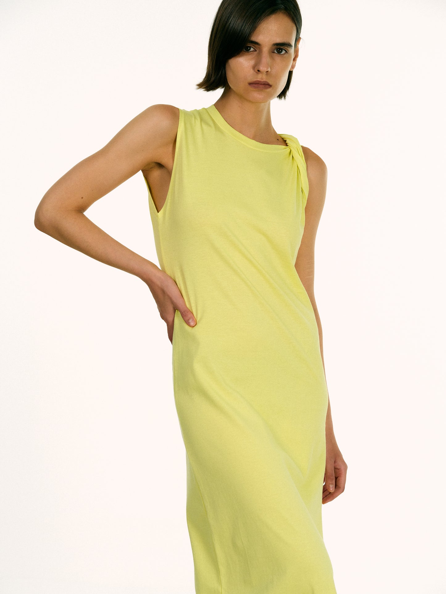 Twist Muscle Dress, Yellow