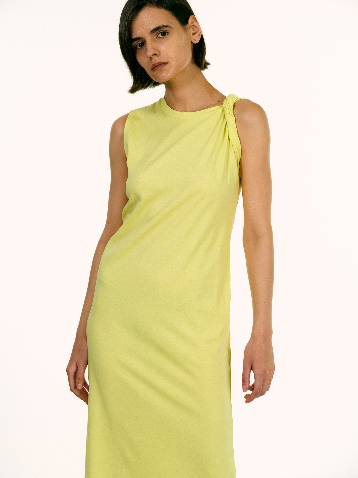 Twist Muscle Dress, Yellow