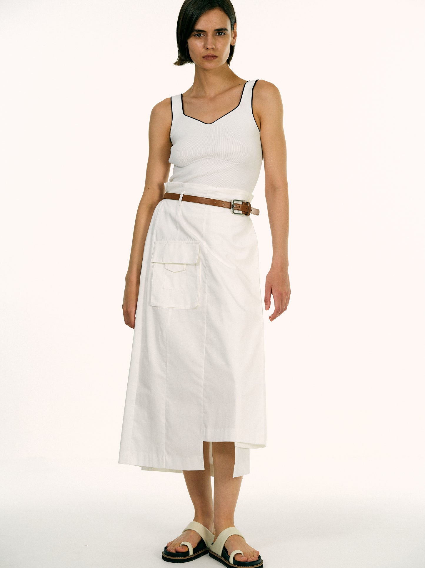 Heart Contour Knit Tank Top, White