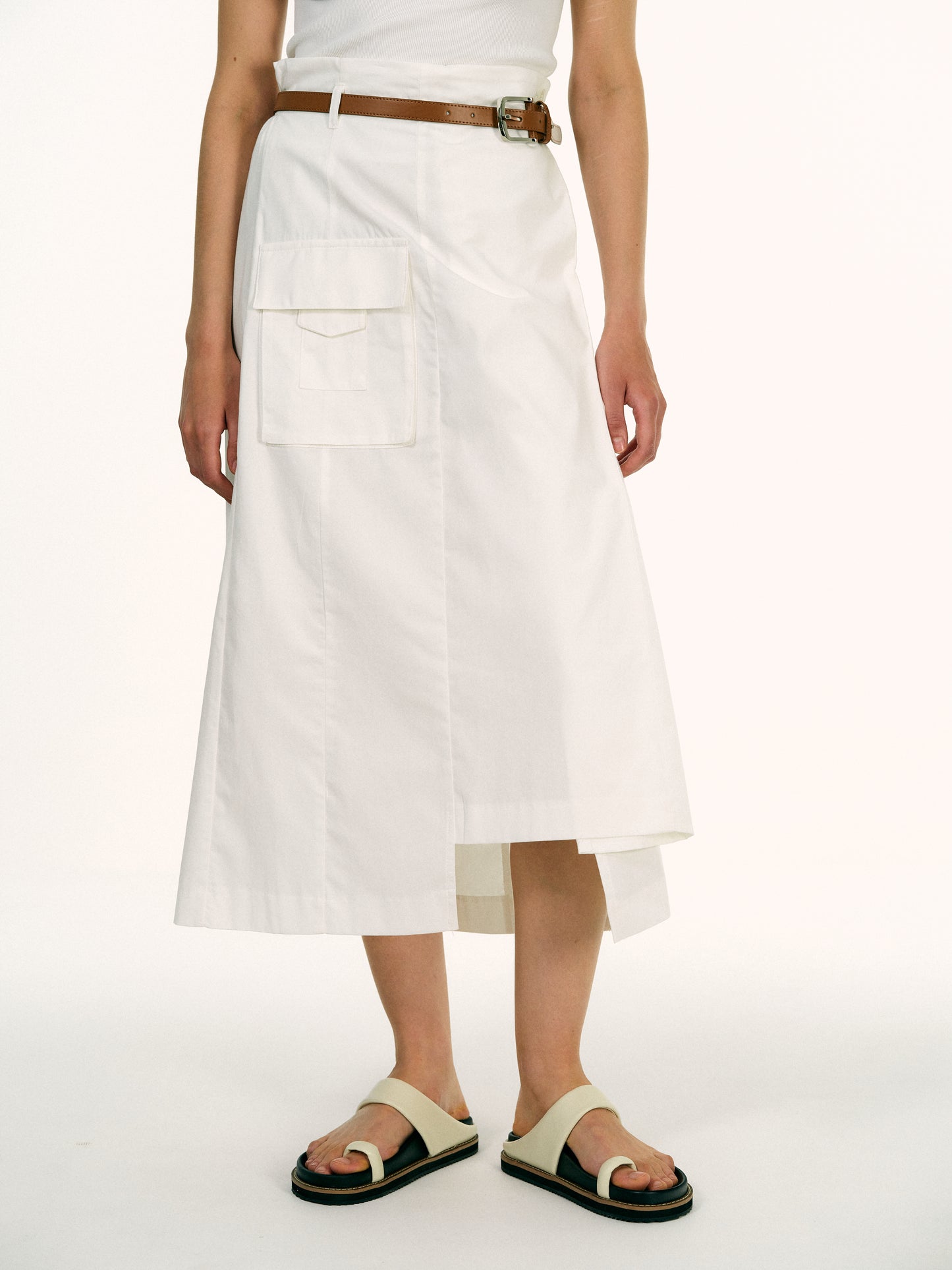 Belted Safari Skirt, White