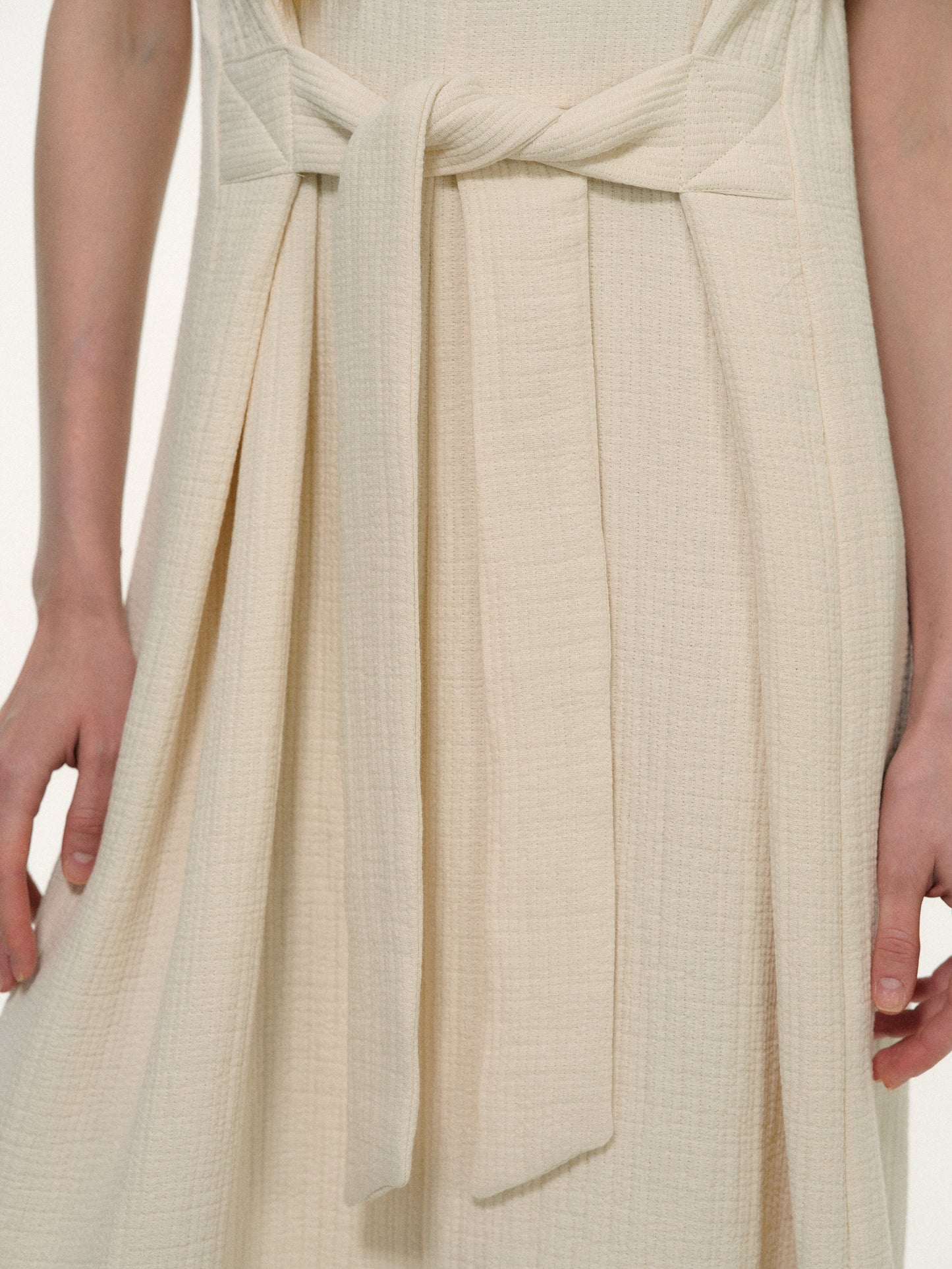 Organic Cotton Tie Dress, Alabaster