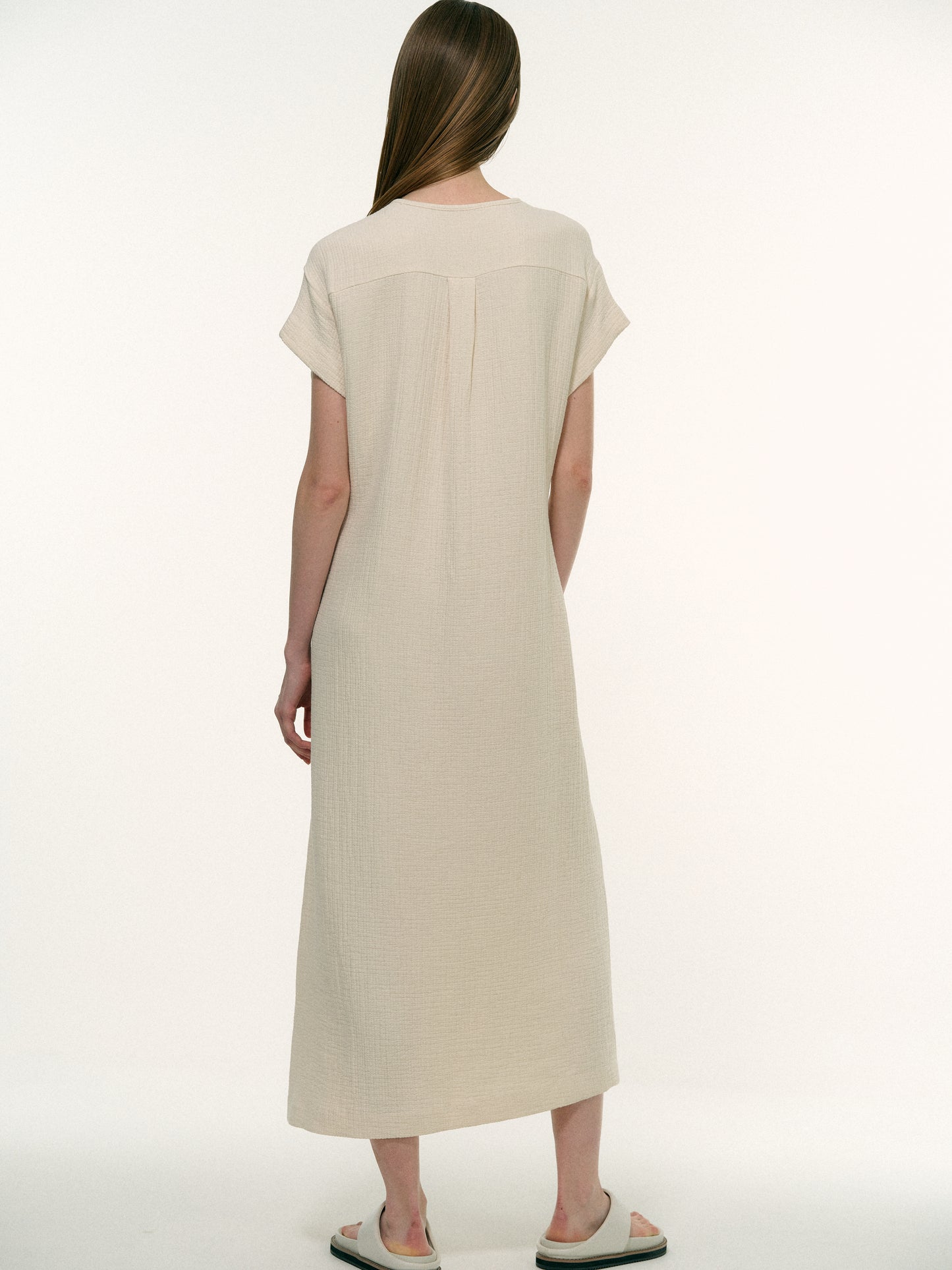 Organic Cotton Tie Dress, Alabaster