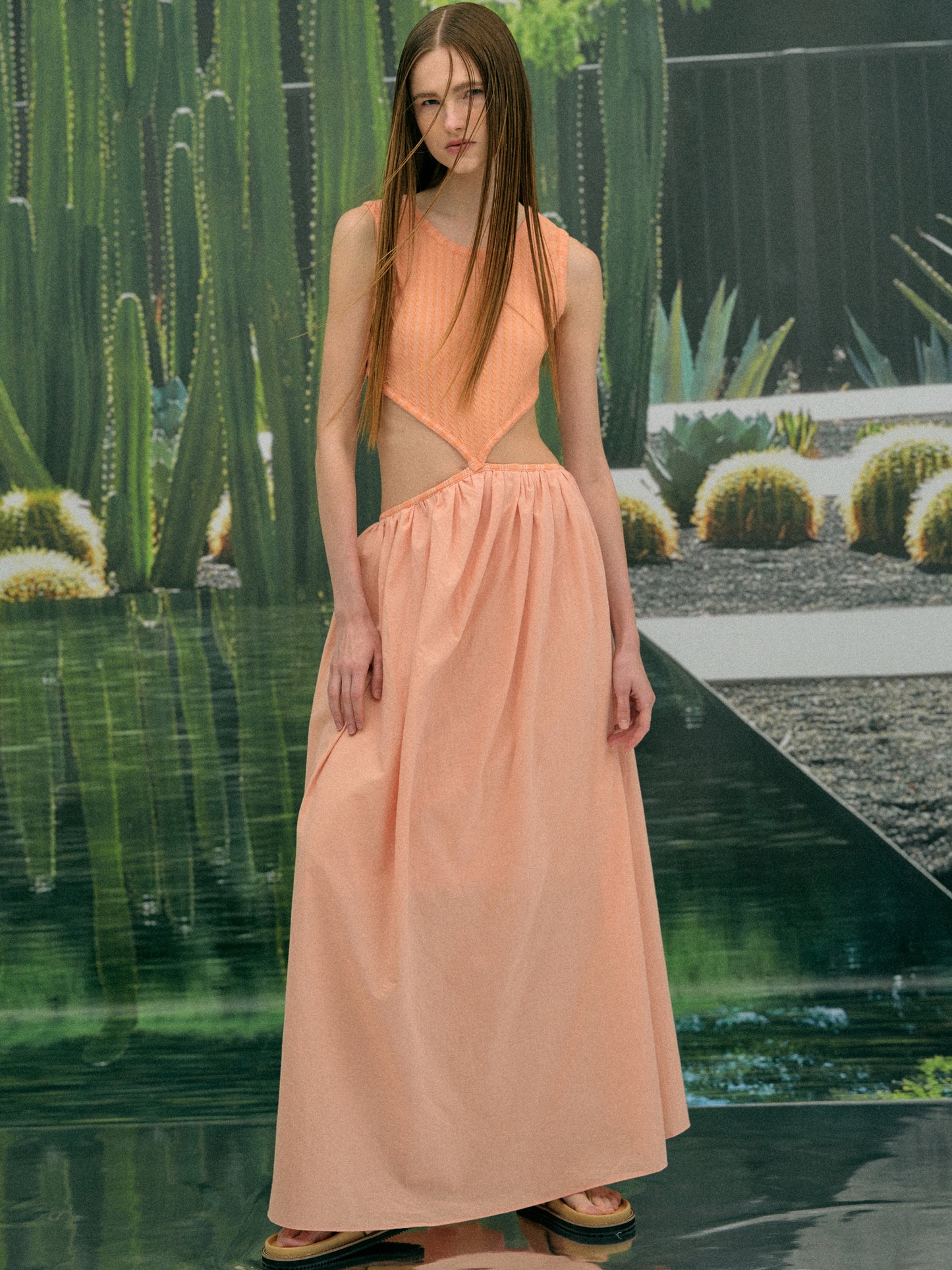 Teardrop Cotton Dress, Cantaloupe