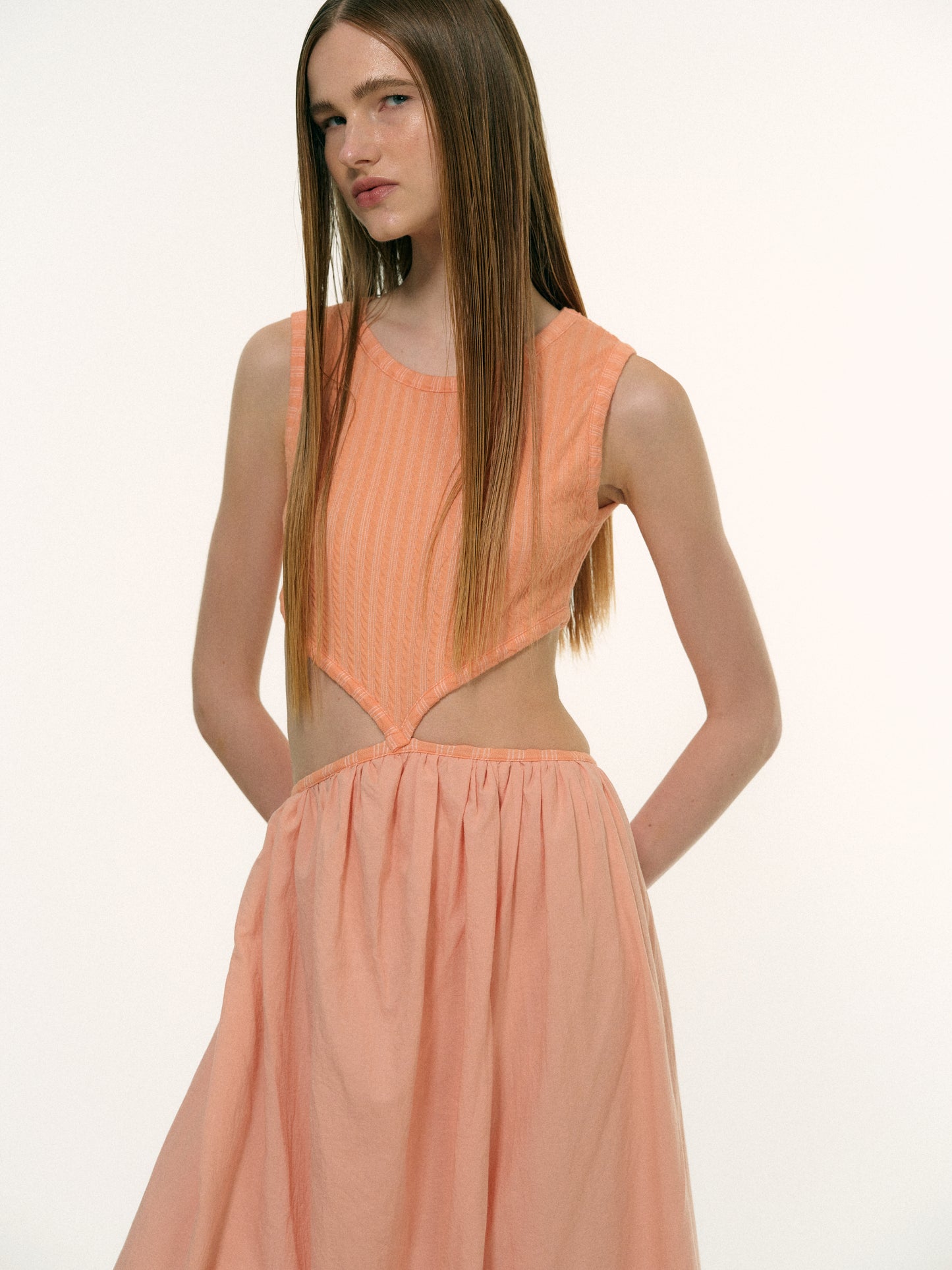 Teardrop Cotton Dress, Cantaloupe