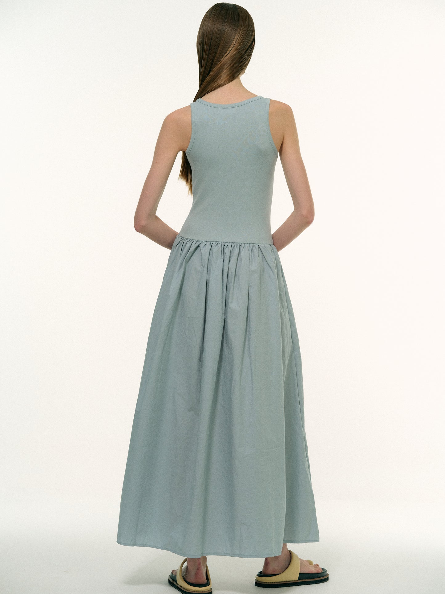 Cotton Tank Dress, Dusty Azure