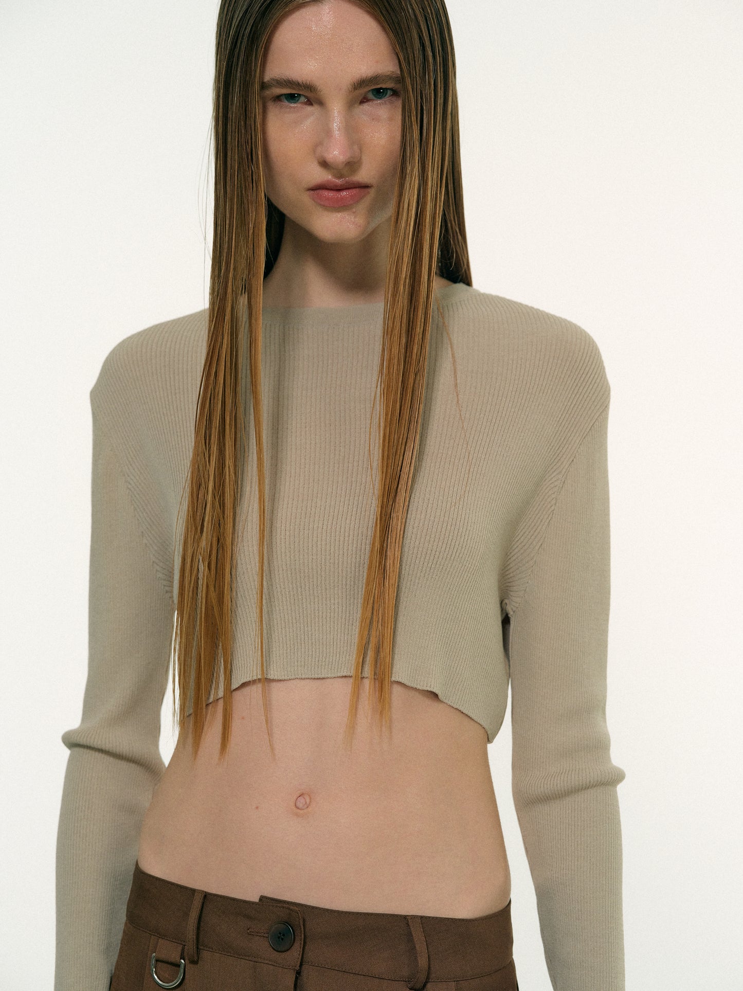 Crop Linen Knit, Taupe